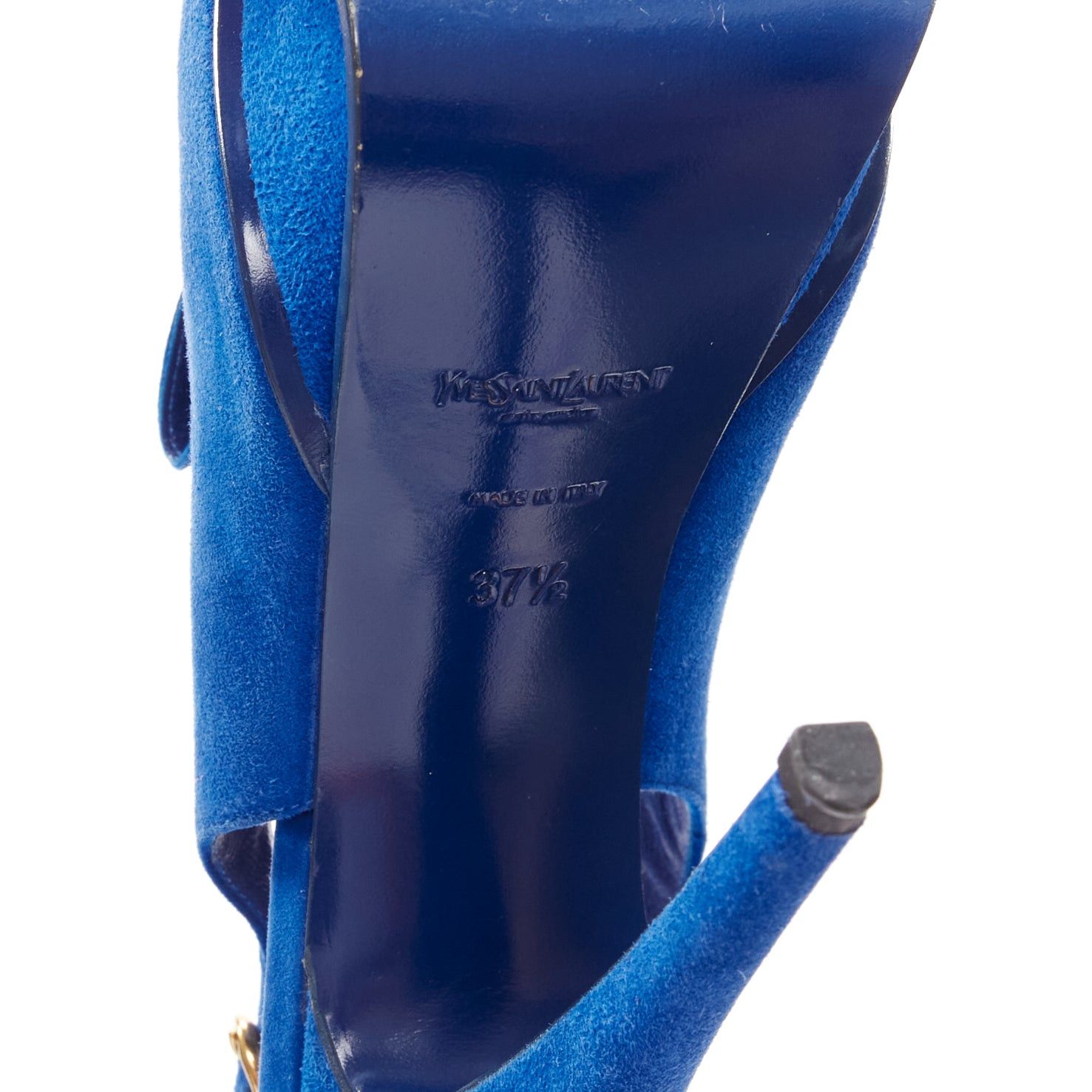 Saint Laurent Paris YVES SAINT LAURENT Tribute cobalt blue suede fringe chain platform EU37.5 Size US 7.5 / IT 37.5 - 10 Thumbnail