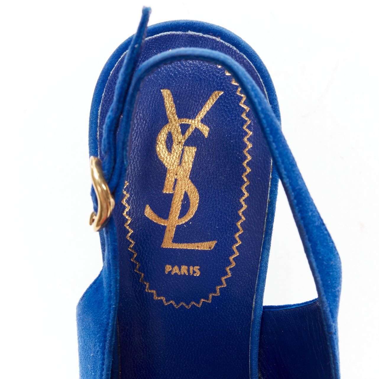 Saint Laurent Paris YVES SAINT LAURENT Tribute cobalt blue suede fringe chain platform EU37.5 Size US 7.5 / IT 37.5 - 9 Thumbnail