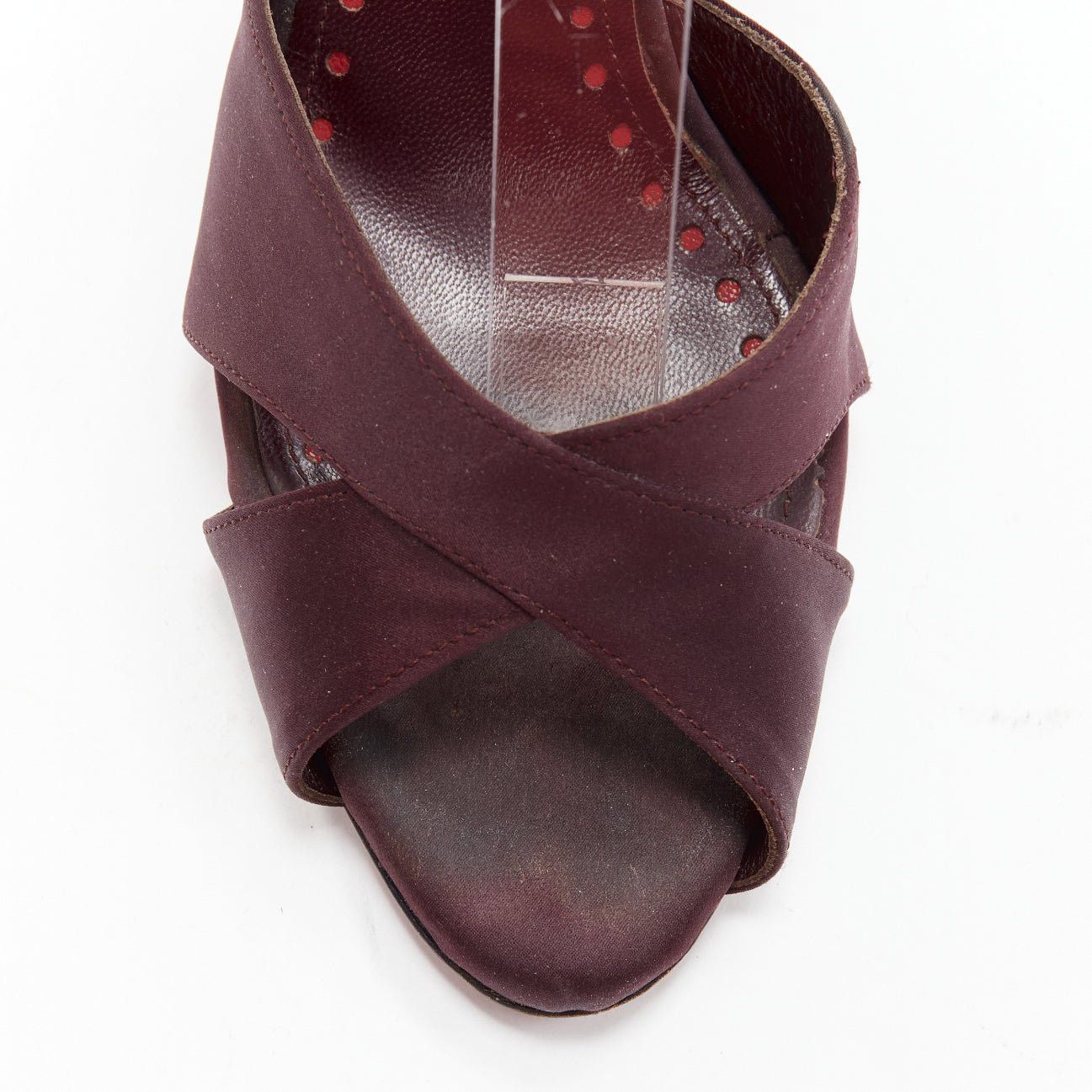 Saint Laurent Paris YVES SAINT LAURENT dark purple satin red sole sandal heels EU38 Size US 8 / IT 38 - 6 Thumbnail