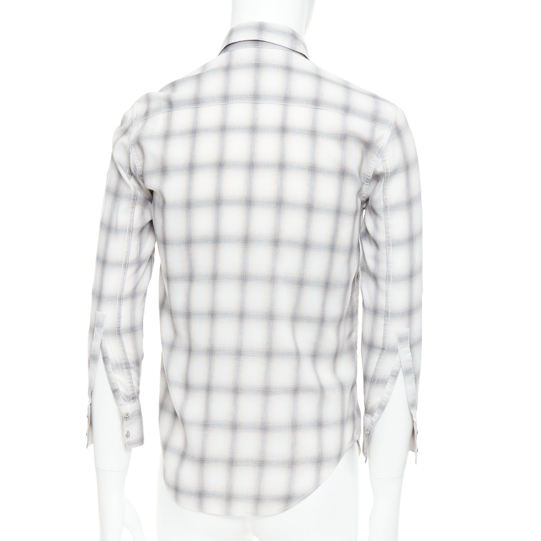 Saint Laurent Paris SAINT LAURENT 2016 grey cream checked resin snap buttons shirt M Size US M / EU 48-50 / 2 - 5 Thumbnail