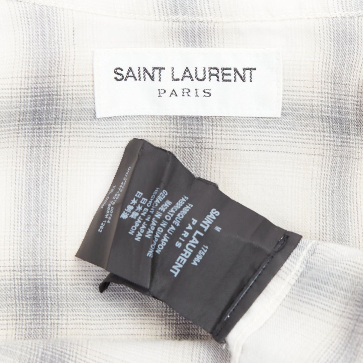 Saint Laurent Paris SAINT LAURENT 2016 grey cream checked resin snap buttons shirt M Size US M / EU 48-50 / 2 - 8 Thumbnail