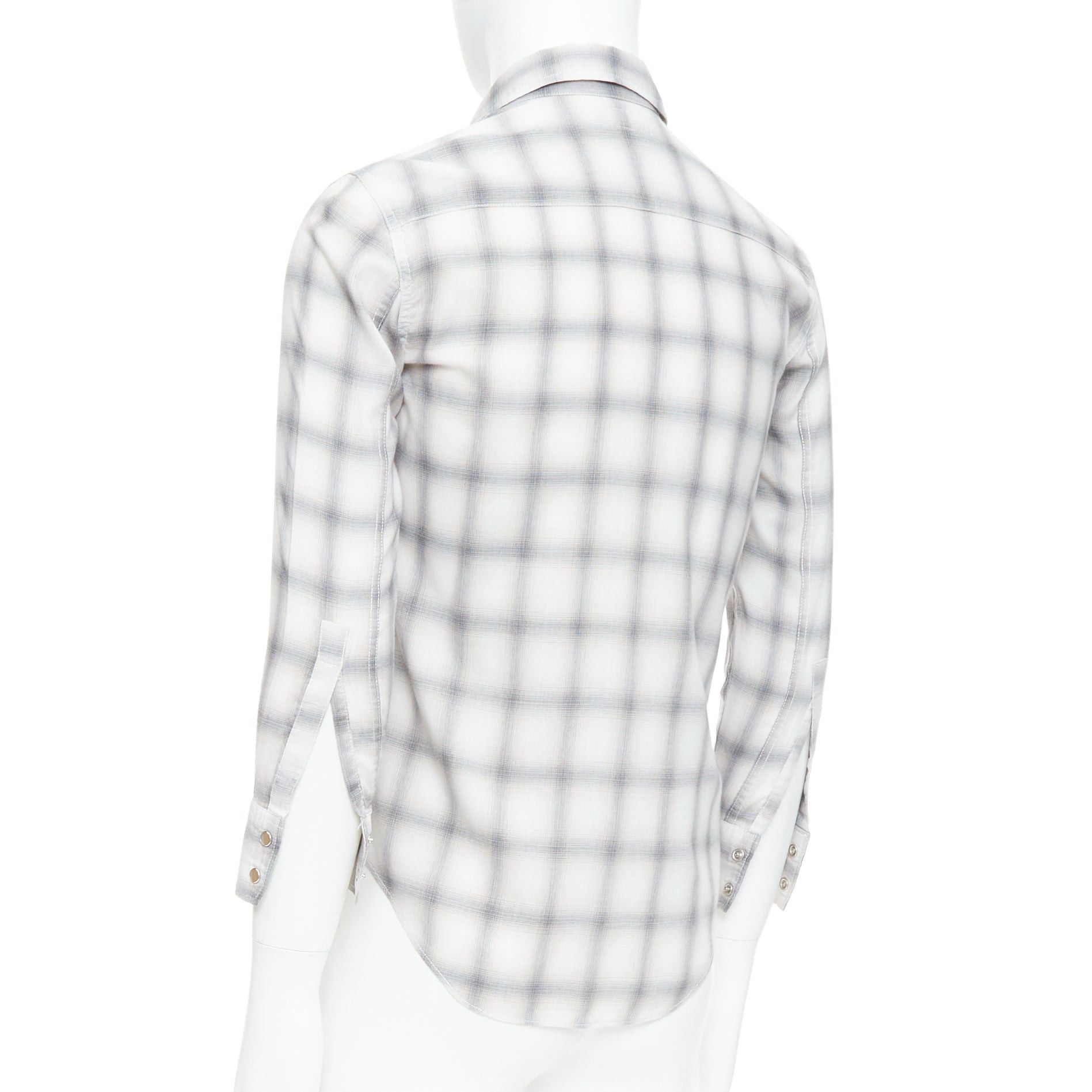 Saint Laurent Paris SAINT LAURENT 2016 grey cream checked resin snap buttons shirt M Size US M / EU 48-50 / 2 - 6 Thumbnail