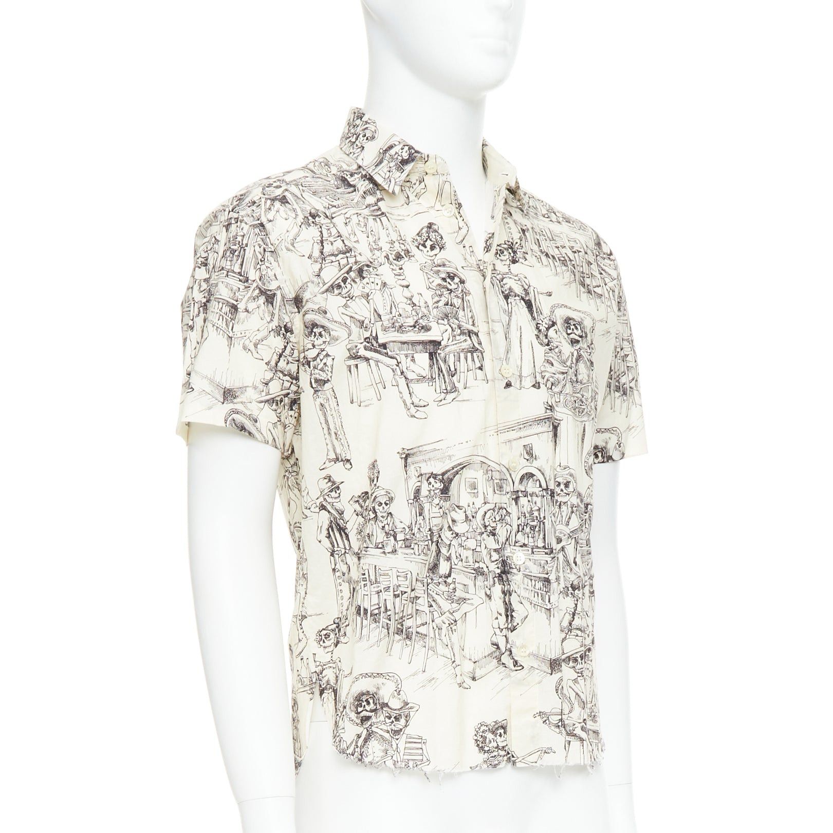 Saint Laurent Paris SAINT LAURENT 2018 cream skeleton western party print hawaiian shirt FR38 XS Size US S / EU 44-46 / 1 - 3 Thumbnail