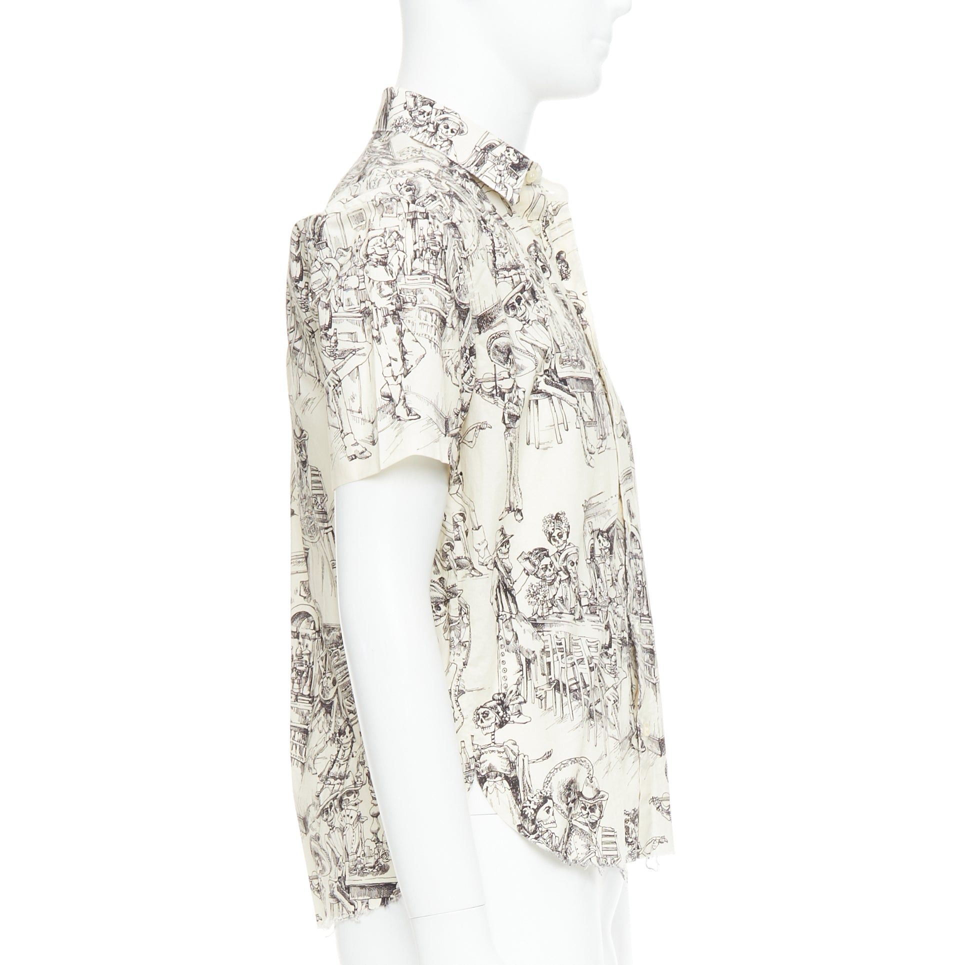 Saint Laurent Paris SAINT LAURENT 2018 cream skeleton western party print hawaiian shirt FR38 XS Size US S / EU 44-46 / 1 - 4 Thumbnail
