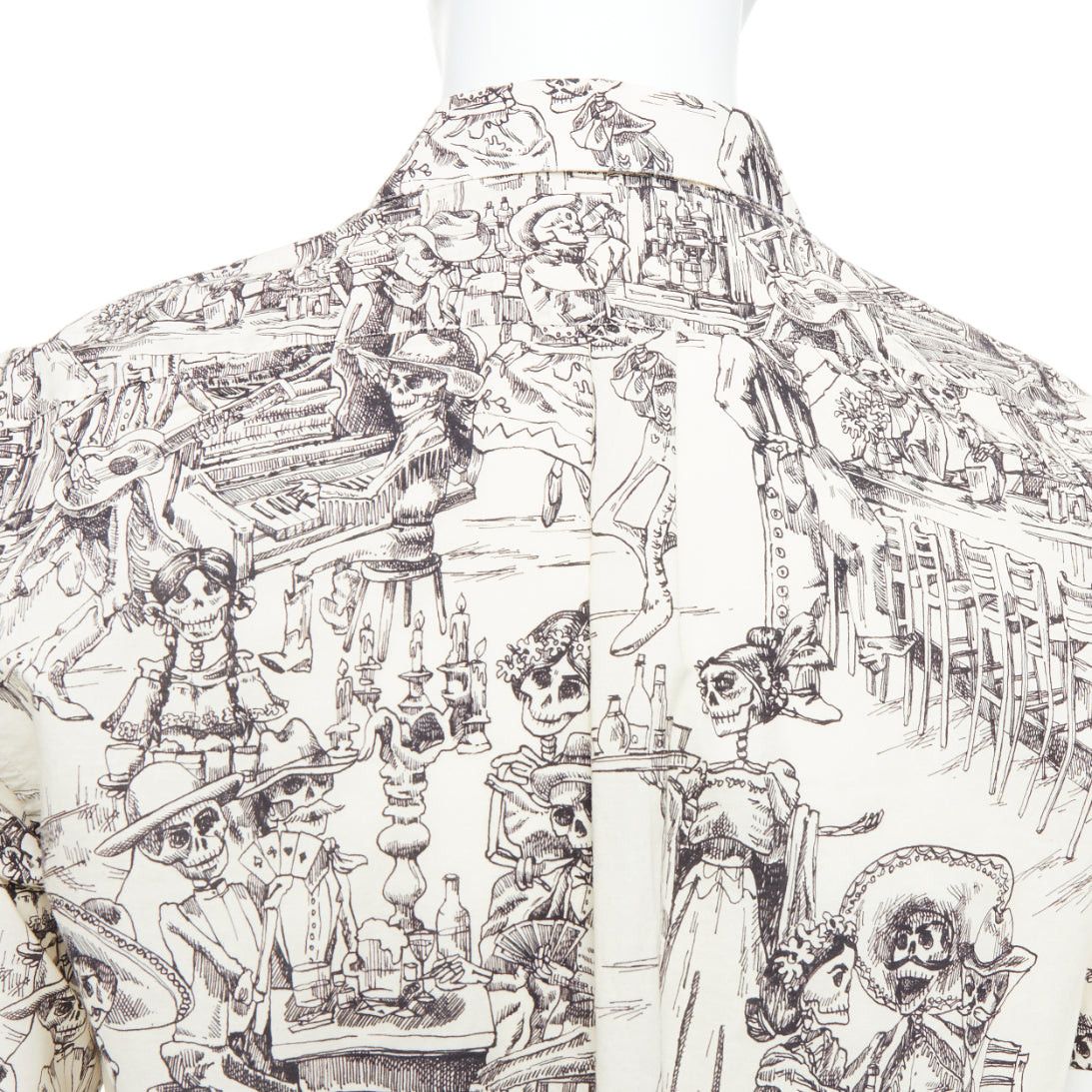 Saint Laurent Paris SAINT LAURENT 2018 cream skeleton western party print hawaiian shirt FR38 XS Size US S / EU 44-46 / 1 - 7 Thumbnail