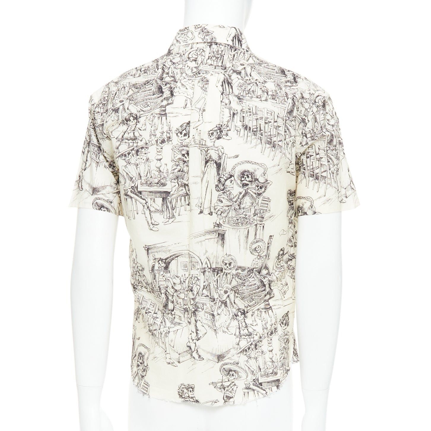 Saint Laurent Paris SAINT LAURENT 2018 cream skeleton western party print hawaiian shirt FR38 XS Size US S / EU 44-46 / 1 - 5 Thumbnail