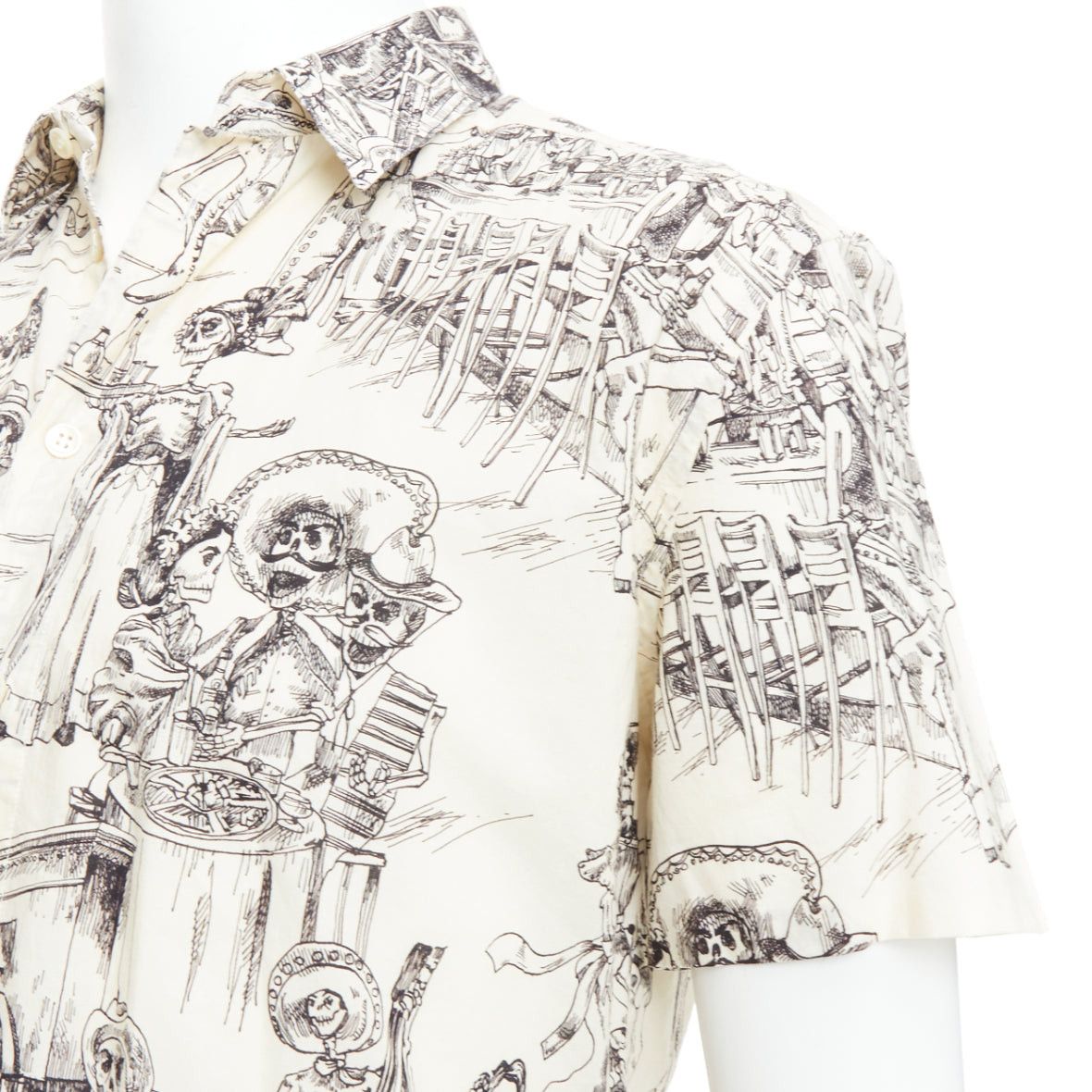 Saint Laurent Paris SAINT LAURENT 2018 cream skeleton western party print hawaiian shirt FR38 XS Size US S / EU 44-46 / 1 - 2 Thumbnail