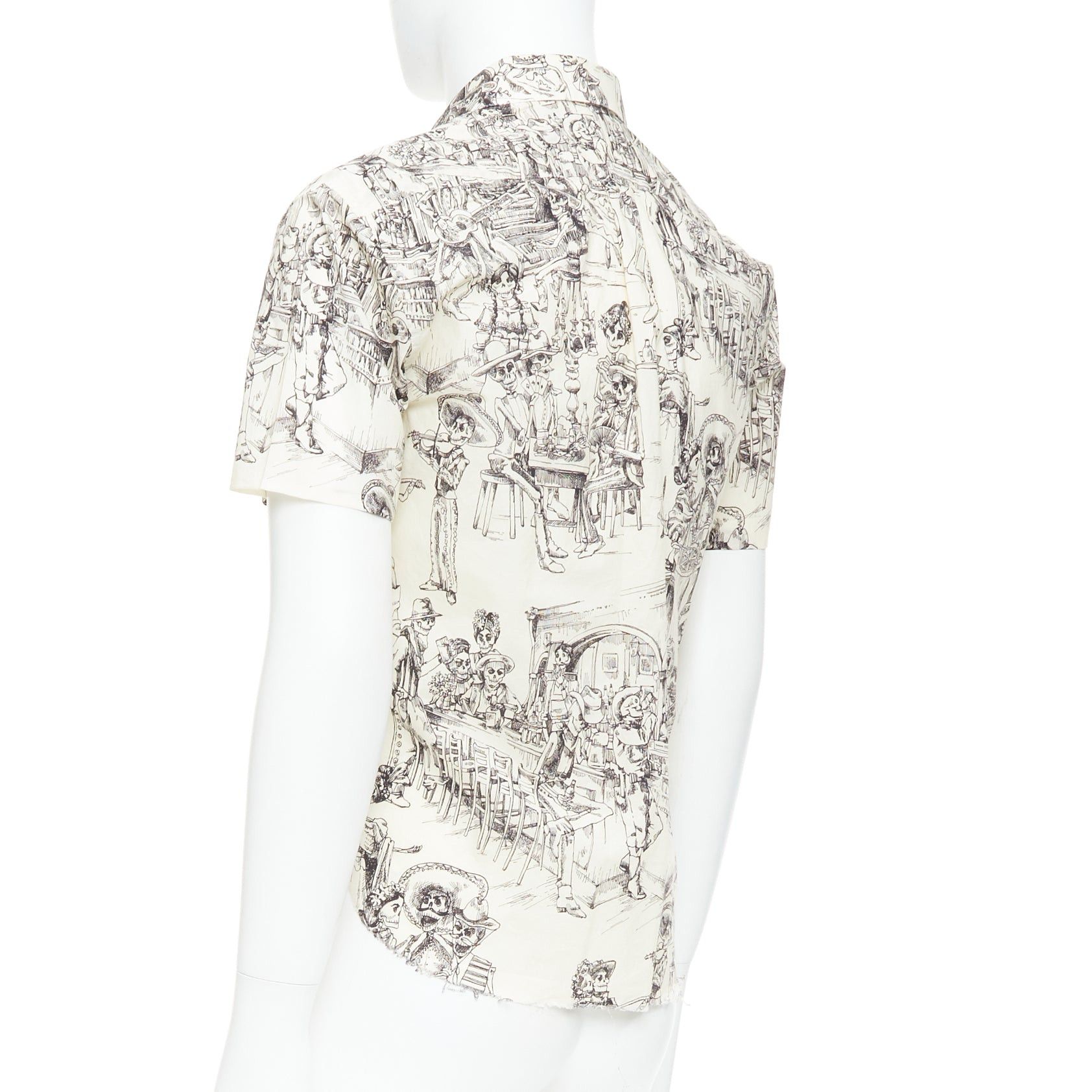 Saint Laurent Paris SAINT LAURENT 2018 cream skeleton western party print hawaiian shirt FR38 XS Size US S / EU 44-46 / 1 - 6 Thumbnail