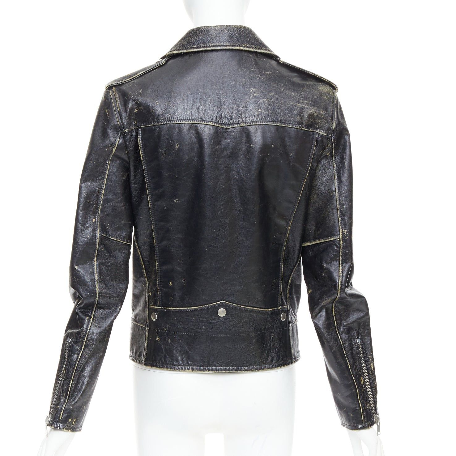 Saint Laurent Paris SAINT LAURENT 2015 black calfskin distressed classic biker jacket FR46 S Size US S / EU 44-46 / 1 - 5 Thumbnail