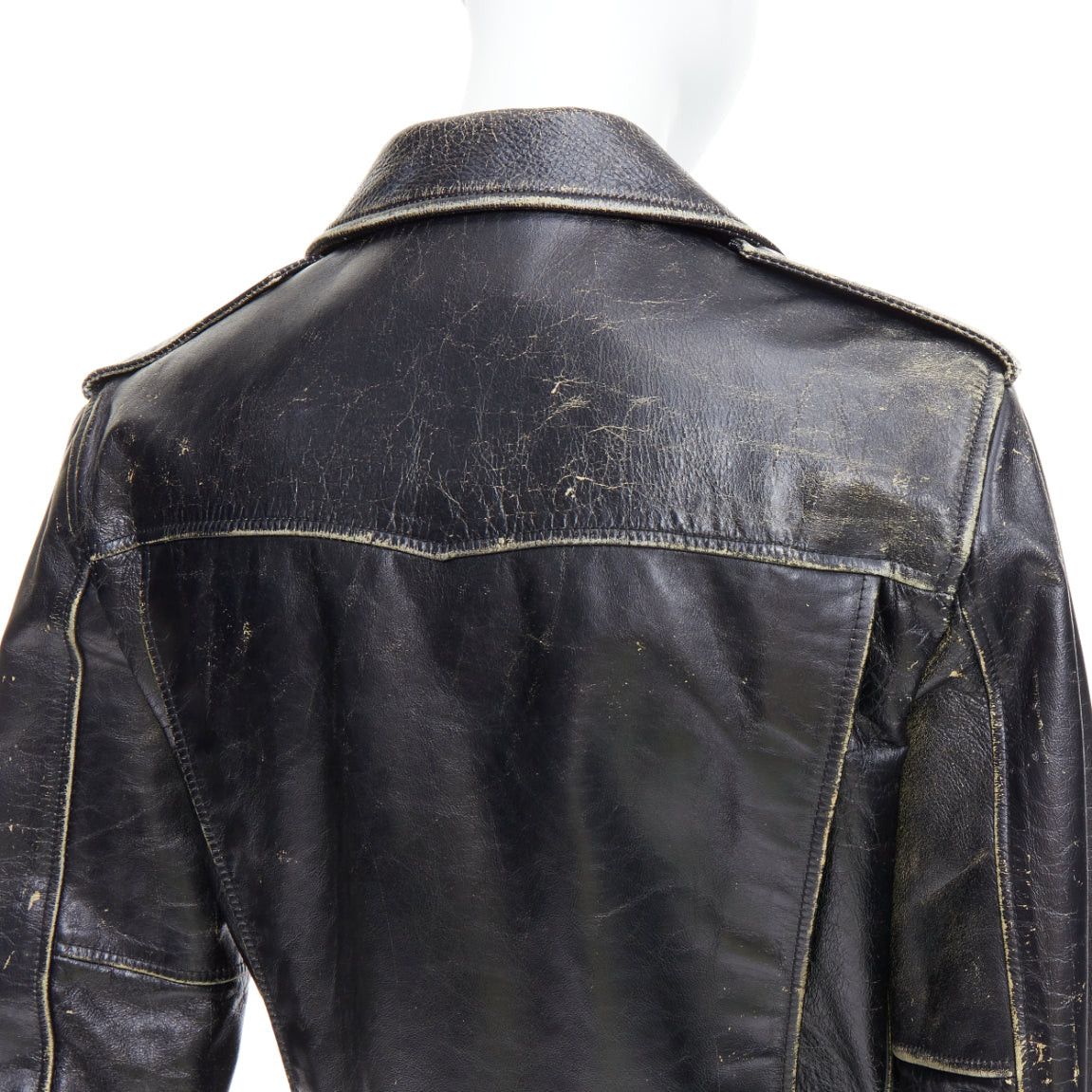 Saint Laurent Paris SAINT LAURENT 2015 black calfskin distressed classic biker jacket FR46 S Size US S / EU 44-46 / 1 - 2 Thumbnail