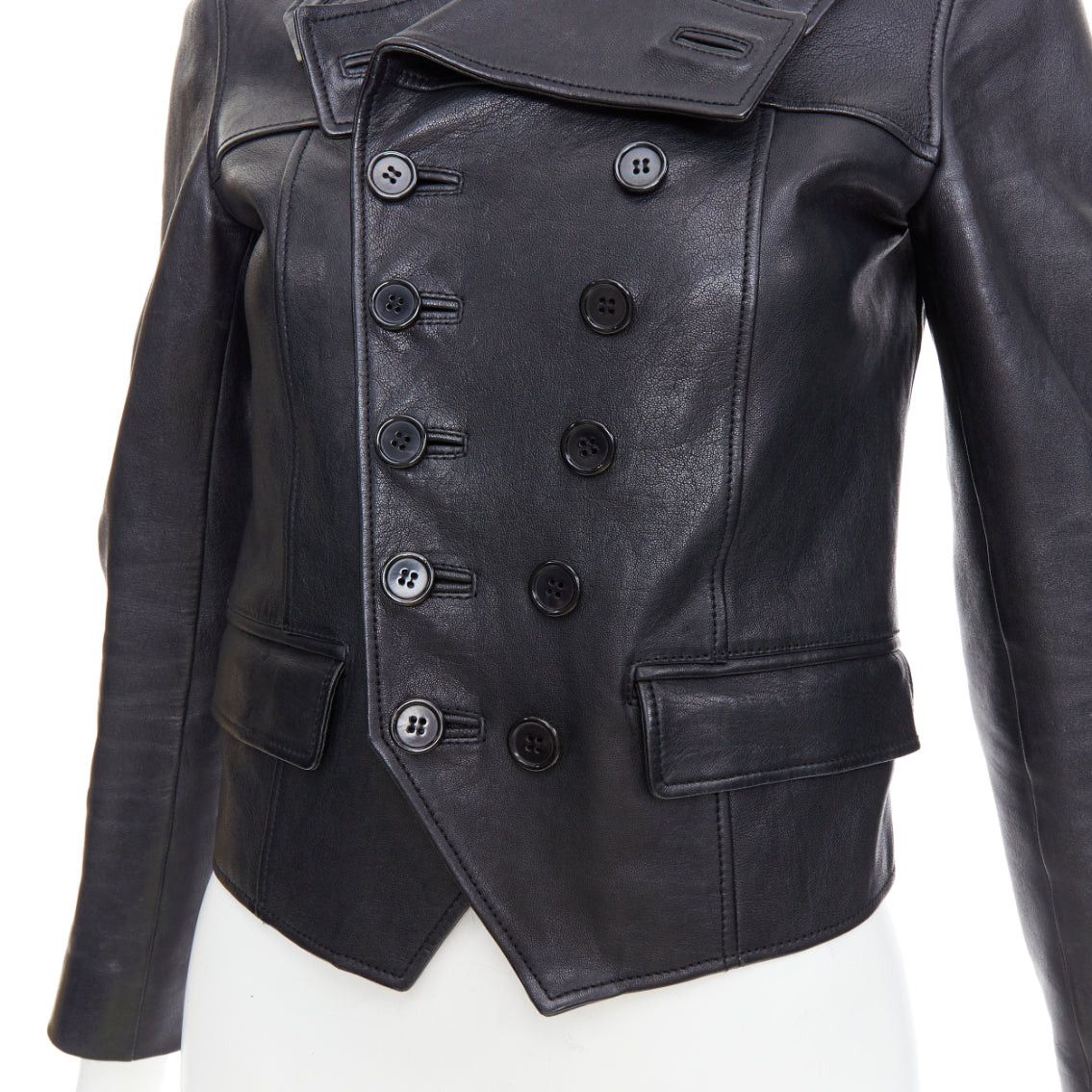 Saint Laurent Paris SAINT LAURENT Hedi Slimane 2014 black cropped smoking spencer jacket FR36 S Size S / US 4 / IT 40 - 8 Thumbnail