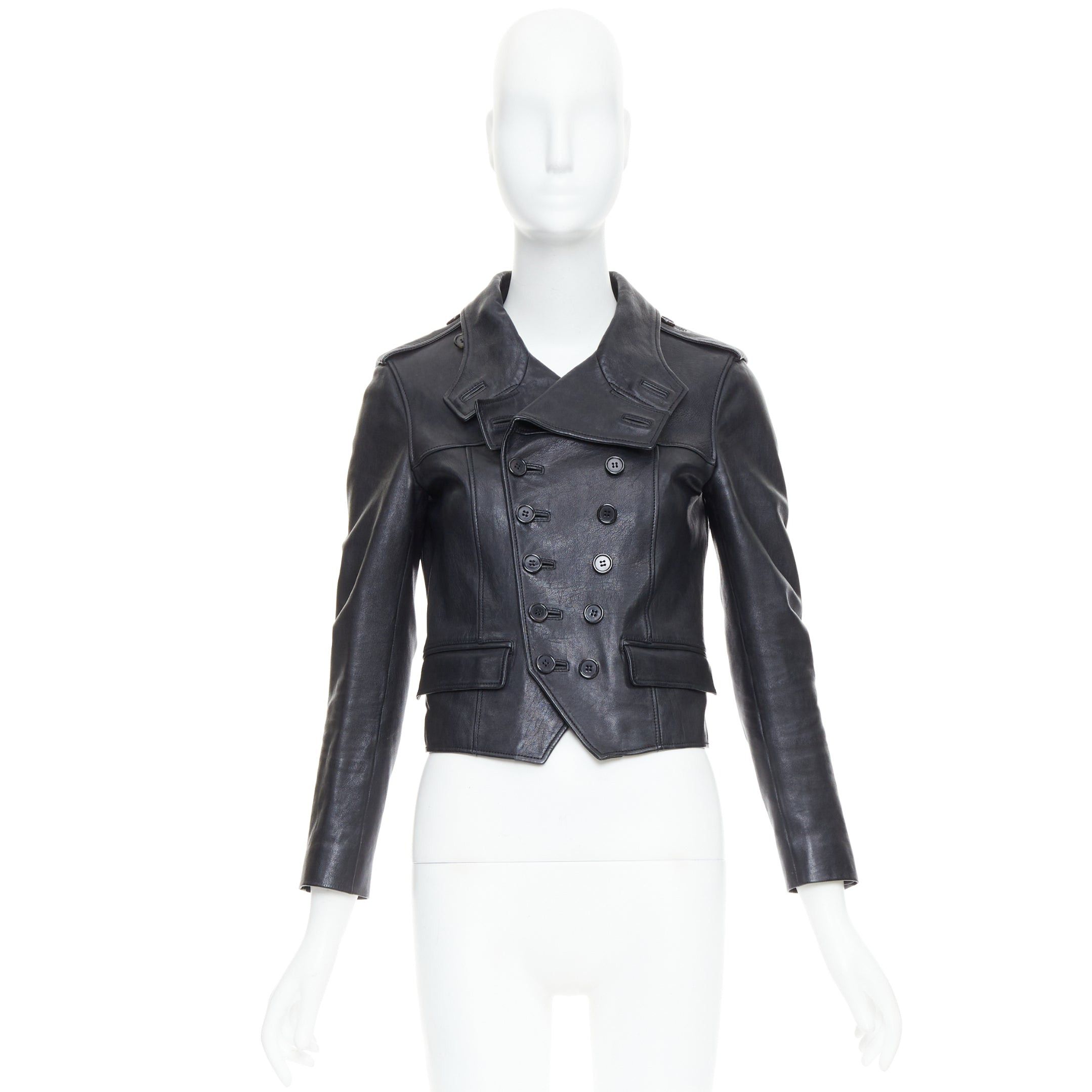 Saint Laurent Paris SAINT LAURENT Hedi Slimane 2014 black cropped smoking spencer jacket FR36 S Size S / US 4 / IT 40 - 10 Thumbnail