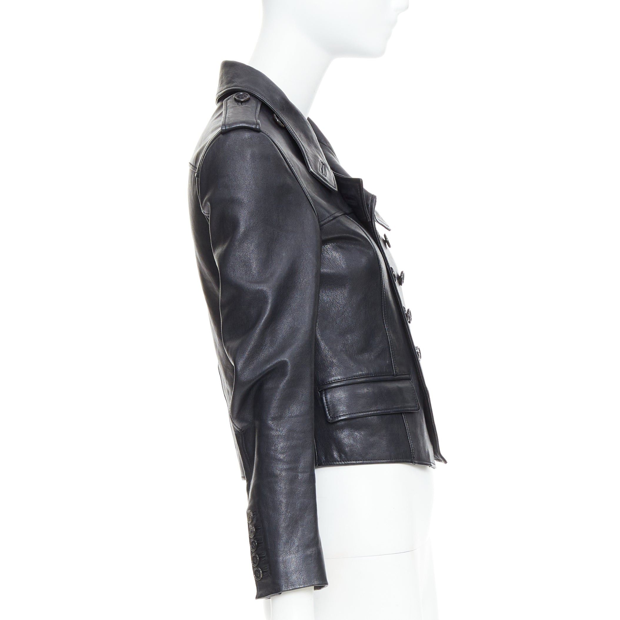 Saint Laurent Paris SAINT LAURENT Hedi Slimane 2014 black cropped smoking spencer jacket FR36 S Size S / US 4 / IT 40 - 5 Thumbnail