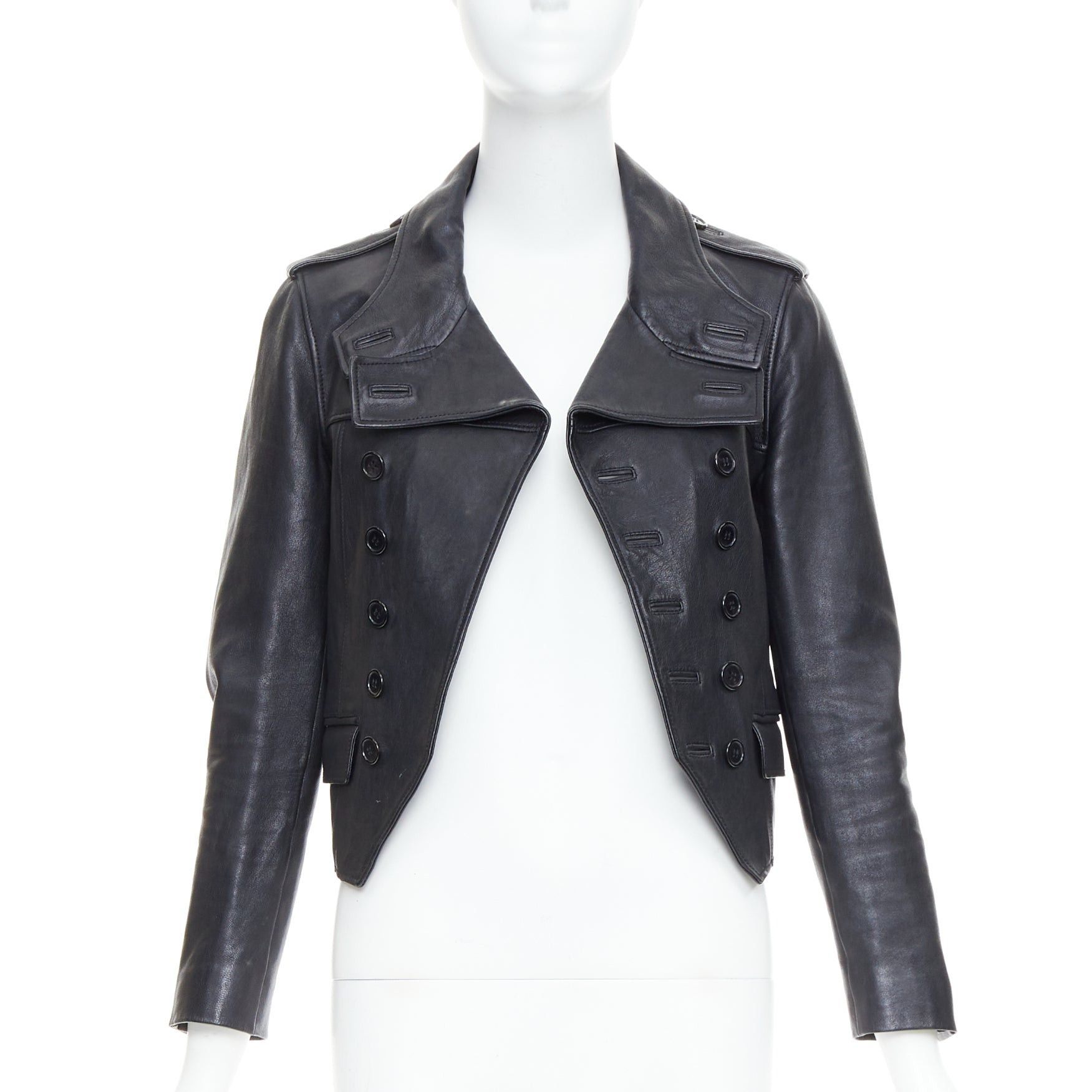 Saint Laurent Paris SAINT LAURENT Hedi Slimane 2014 black cropped smoking spencer jacket FR36 S Size S / US 4 / IT 40 - 3 Thumbnail