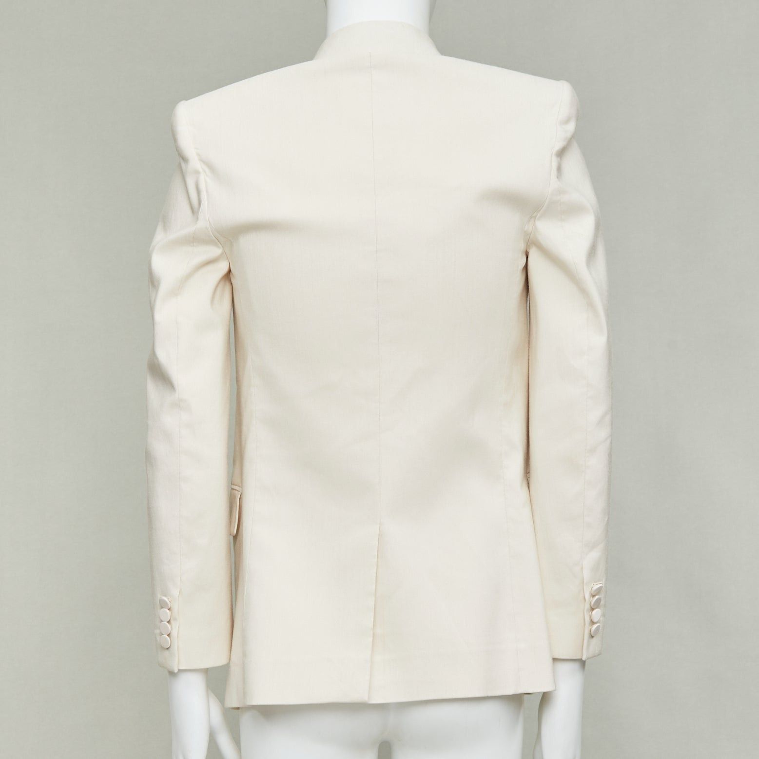 Saint Laurent Paris SAINT LAURENT 2023 cream multi silk blend satin lapel tuxedo blazer IT44 XS Size 44R - 5 Thumbnail