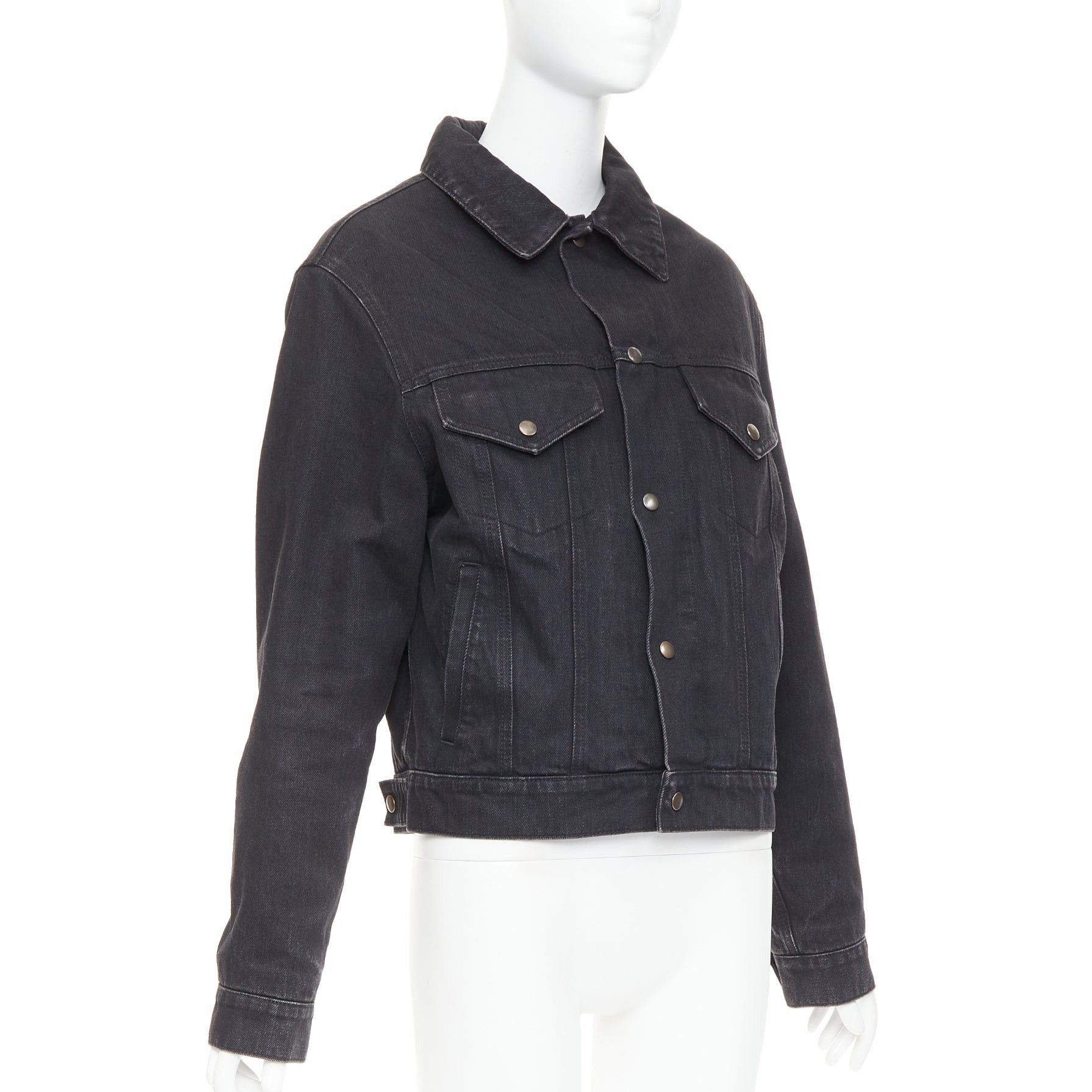 Saint Laurent Paris SAINT LAURENT 2018 black classic washed denim snap buttons trucker jacket M Size M / US 6-8 / IT 42-44 - 4 Thumbnail