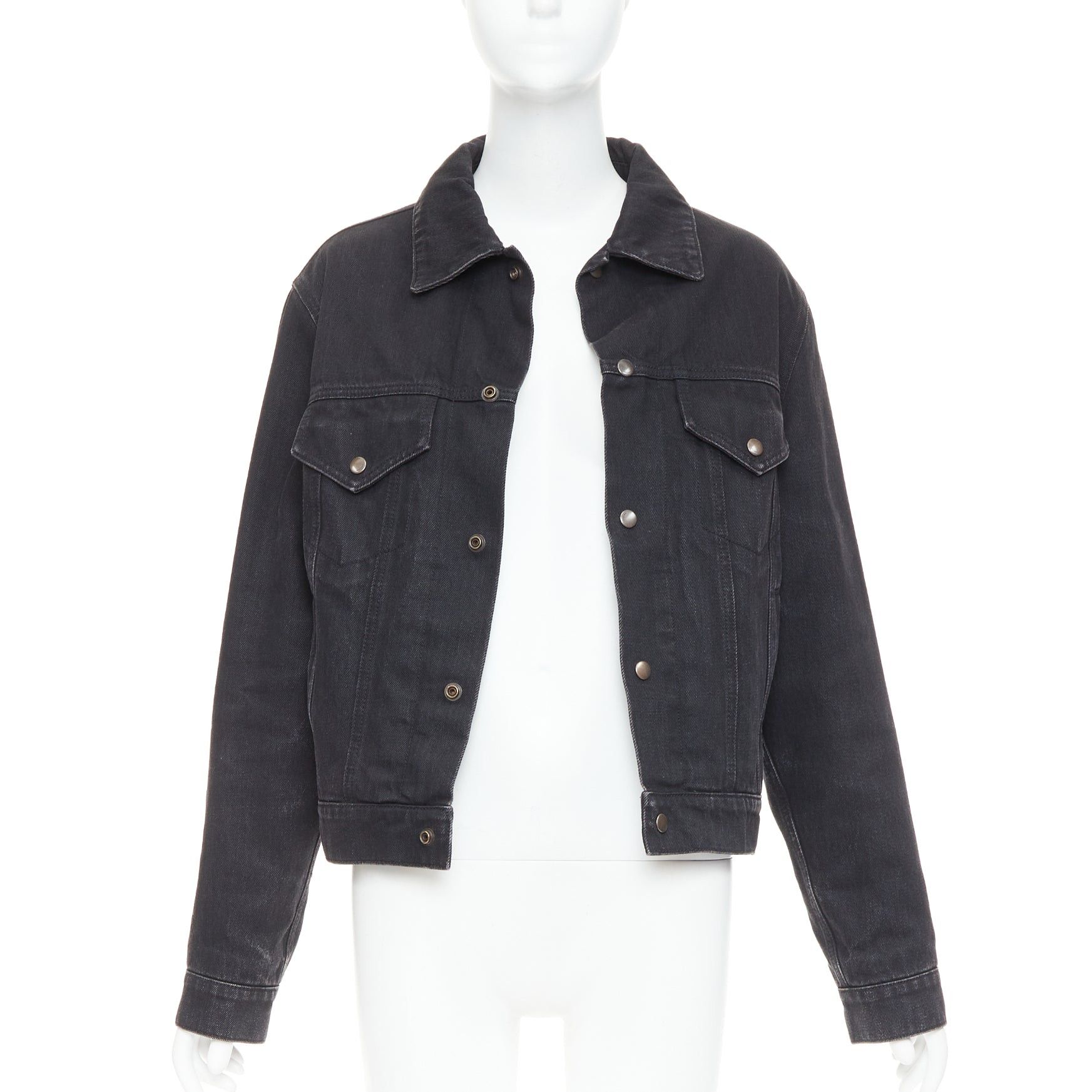 Saint Laurent Paris SAINT LAURENT 2018 black classic washed denim snap buttons trucker jacket M Size M / US 6-8 / IT 42-44 - 3 Thumbnail