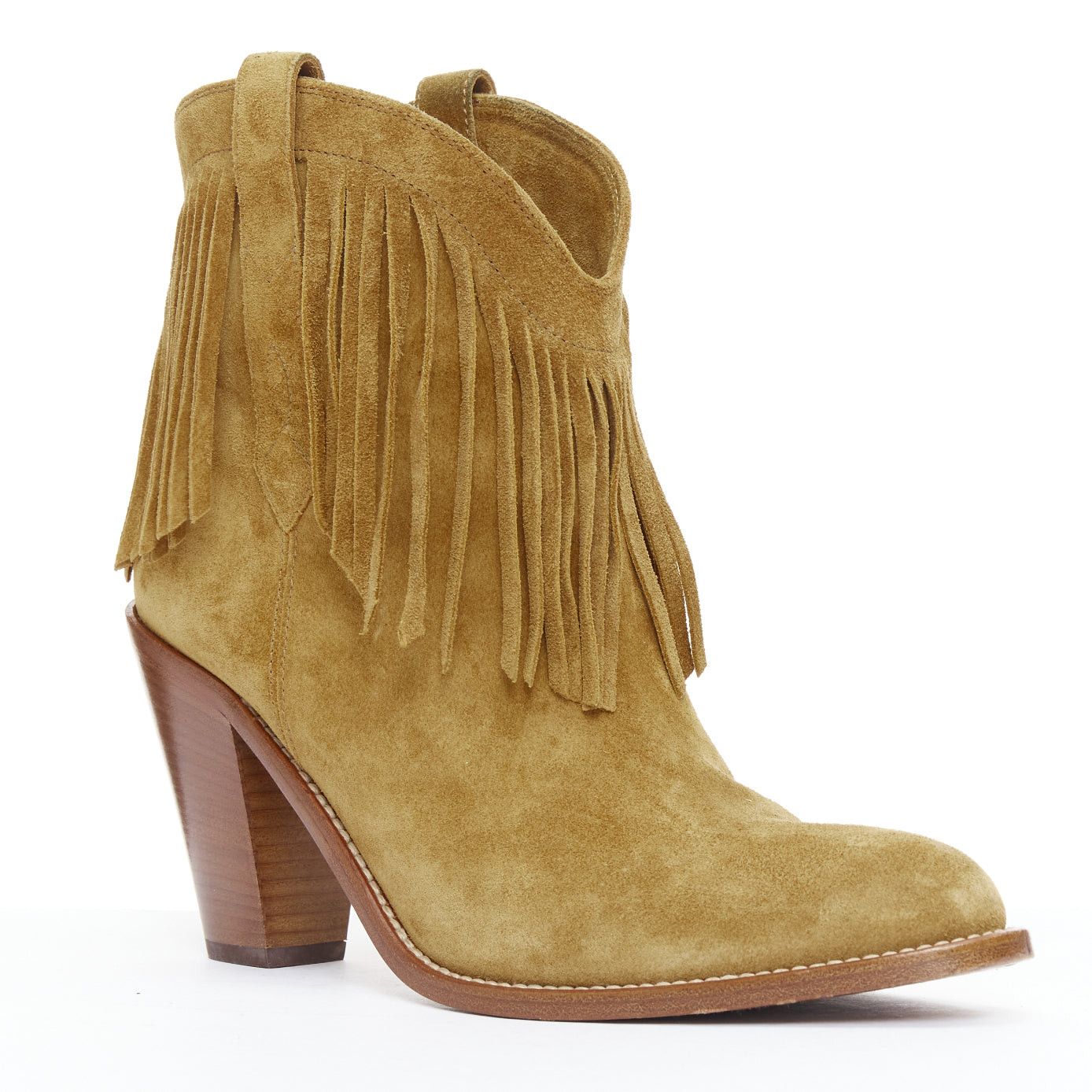 Saint Laurent Paris SAINT LAURENT New Western 80 brown suede fringe western boots EU39.5 Size US 9.5 / IT 39.5 - 2 Thumbnail