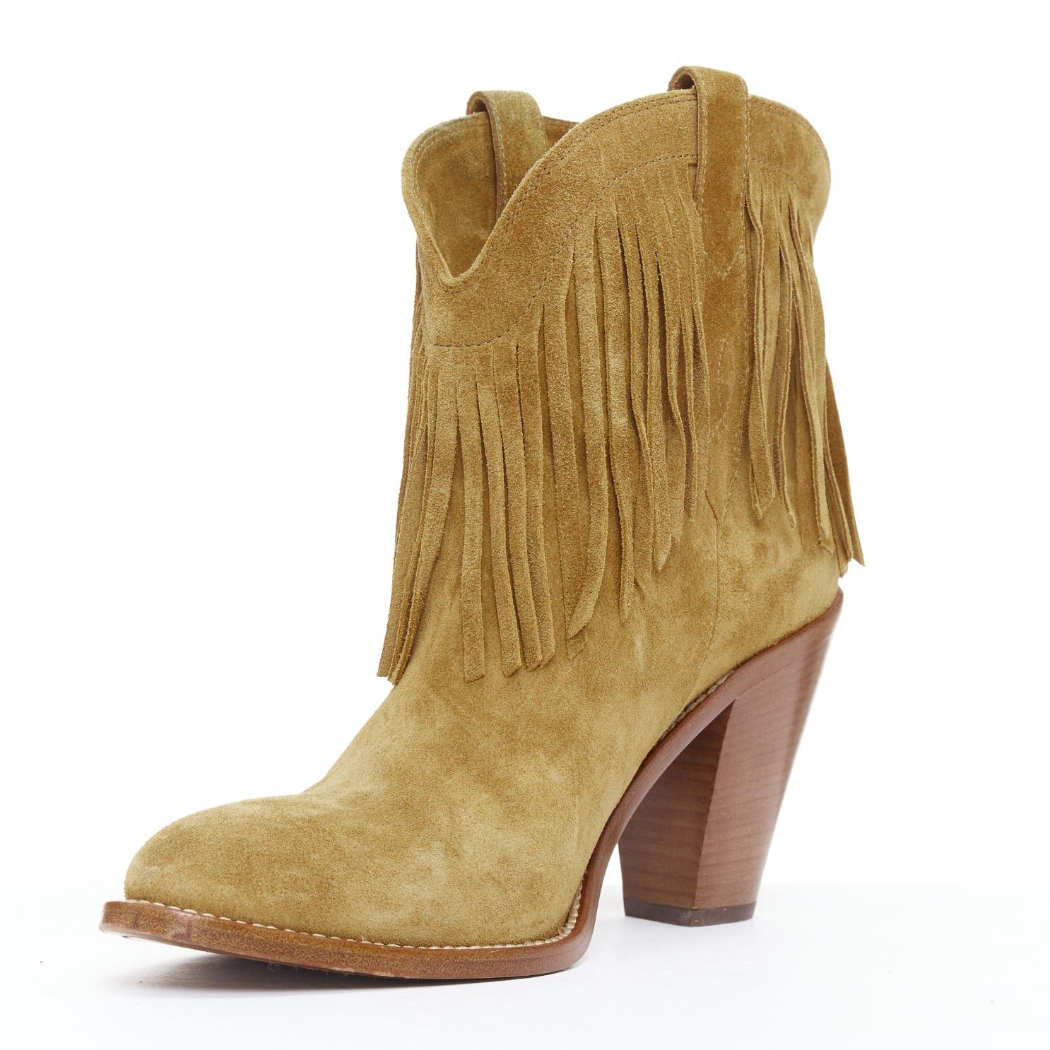 Saint Laurent Paris SAINT LAURENT New Western 80 brown suede fringe western boots EU39.5 Size US 9.5 / IT 39.5 - 4 Thumbnail
