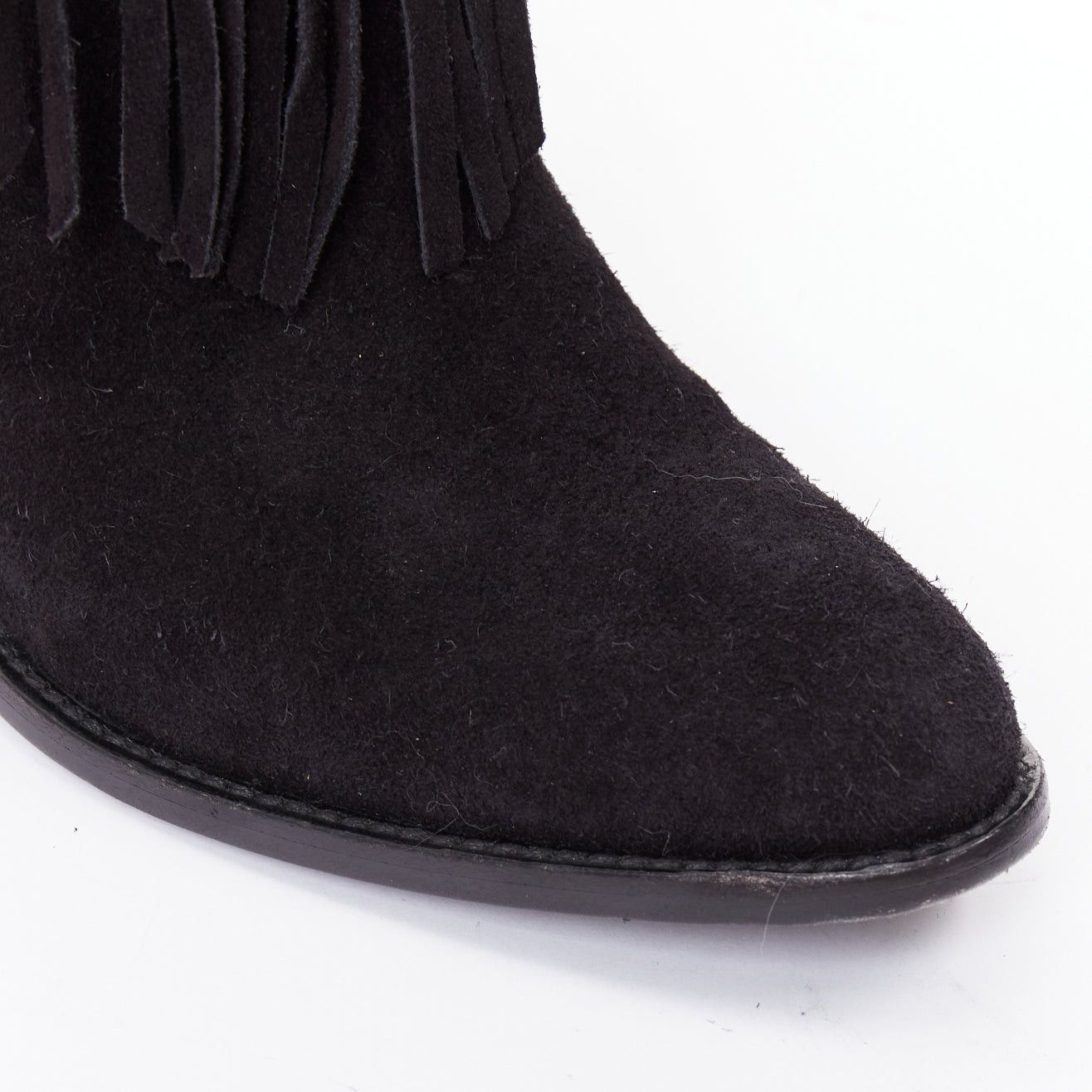 Saint Laurent Paris SAINT LAURENT Curtis 80 black suede fringe cuban heel western boots EU39.5 Size US 9.5 / IT 39.5 - 7 Thumbnail