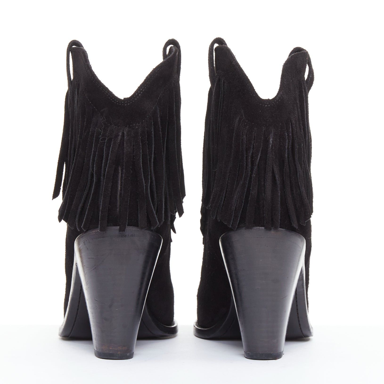 Saint Laurent Paris SAINT LAURENT Curtis 80 black suede fringe cuban heel western boots EU39.5 Size US 9.5 / IT 39.5 - 5 Thumbnail