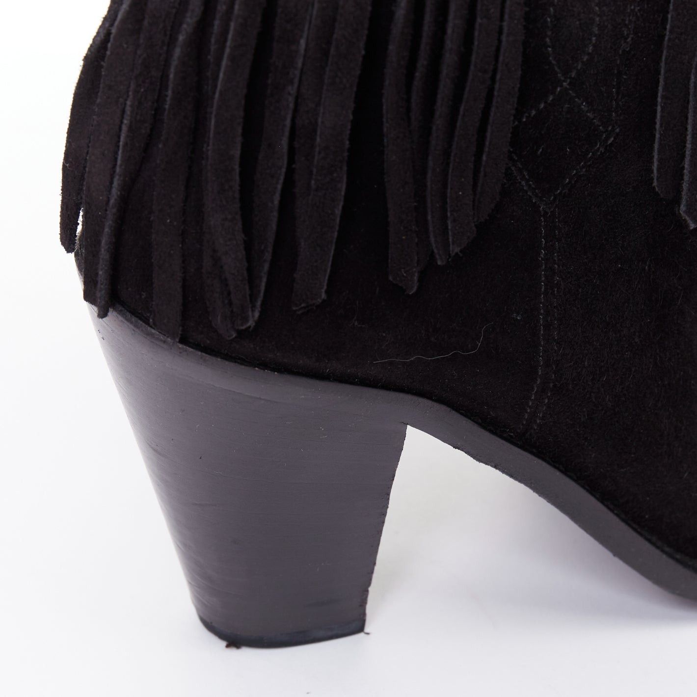Saint Laurent Paris SAINT LAURENT Curtis 80 black suede fringe cuban heel western boots EU39.5 Size US 9.5 / IT 39.5 - 8 Thumbnail
