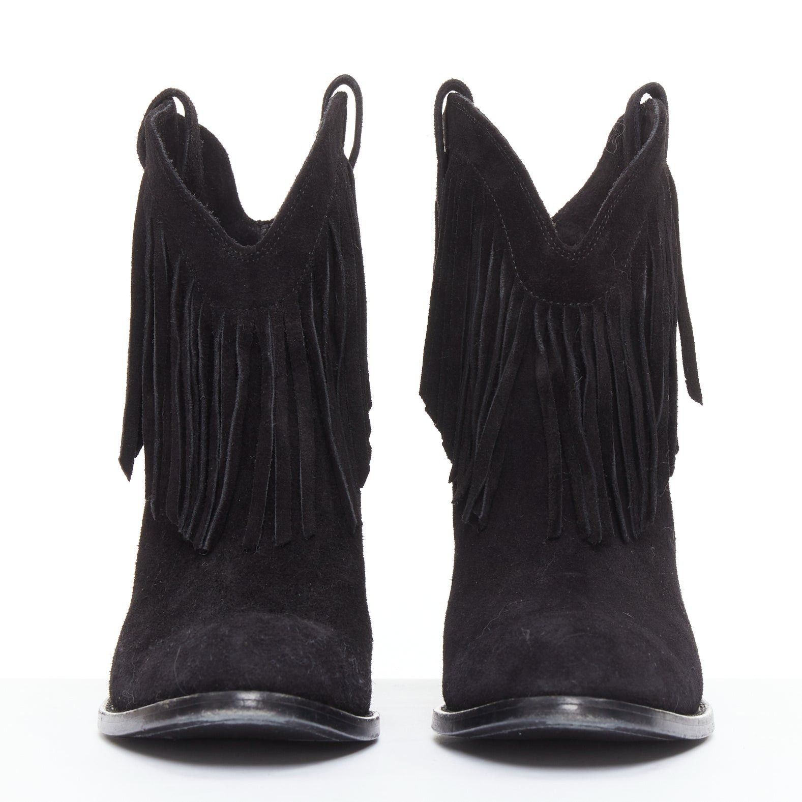 Saint Laurent Paris SAINT LAURENT Curtis 80 black suede fringe cuban heel western boots EU39.5 Size US 9.5 / IT 39.5 - 3 Thumbnail