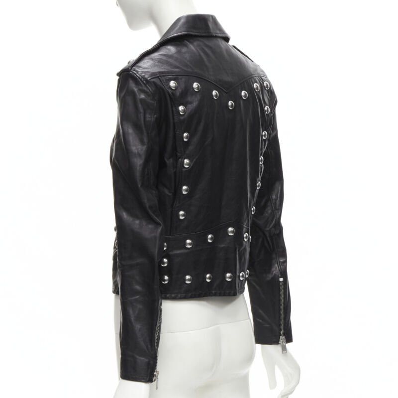 Saint Laurent Paris SAINT LAURENT Hedi Slimane 2014 black calf leather studded vintage biker FR38 XS Size M / US 6-8 / IT 42-44 - 7 Thumbnail