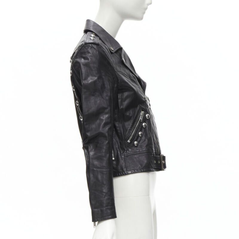 Saint Laurent Paris SAINT LAURENT Hedi Slimane 2014 black calf leather studded vintage biker FR38 XS Size M / US 6-8 / IT 42-44 - 5 Thumbnail