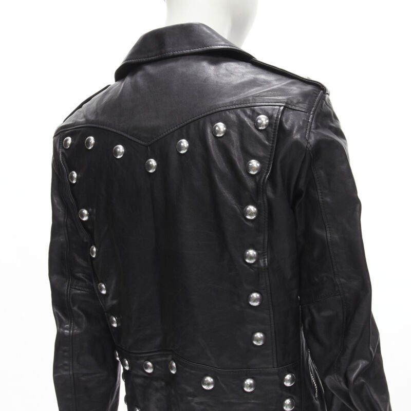 Saint Laurent Paris SAINT LAURENT Hedi Slimane 2014 black calf leather studded vintage biker FR38 XS Size M / US 6-8 / IT 42-44 - 9 Thumbnail