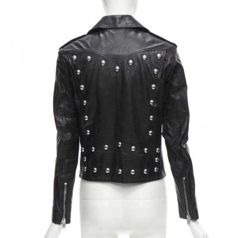 Saint Laurent Paris SAINT LAURENT Hedi Slimane 2014 black calf leather studded vintage biker FR38 XS Size M / US 6-8 / IT 42-44 - 6 Thumbnail