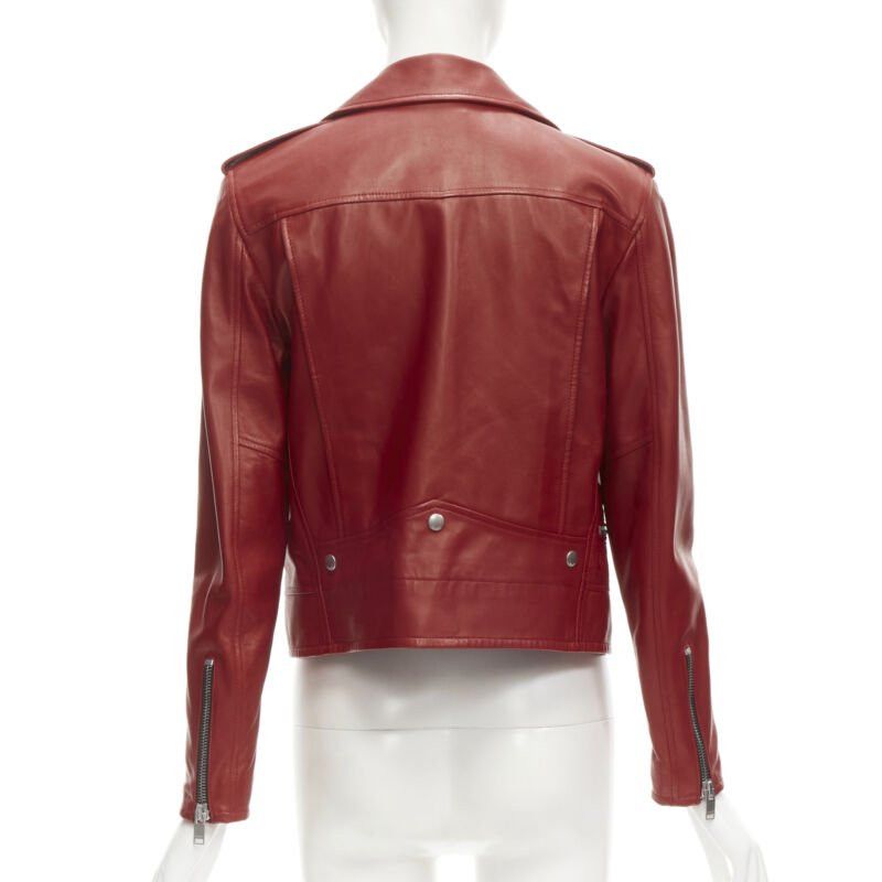 Saint Laurent Paris SAINT LAURENT 2013 Hedi Slimane red lambskin leather moto biker jacket FR38 S Size M / US 6-8 / IT 42-44 - 6 Thumbnail