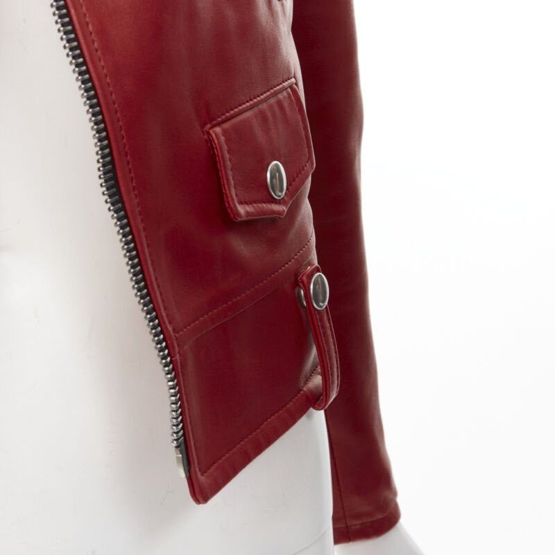 Saint Laurent Paris SAINT LAURENT 2013 Hedi Slimane red lambskin leather moto biker jacket FR38 S Size M / US 6-8 / IT 42-44 - 9 Thumbnail