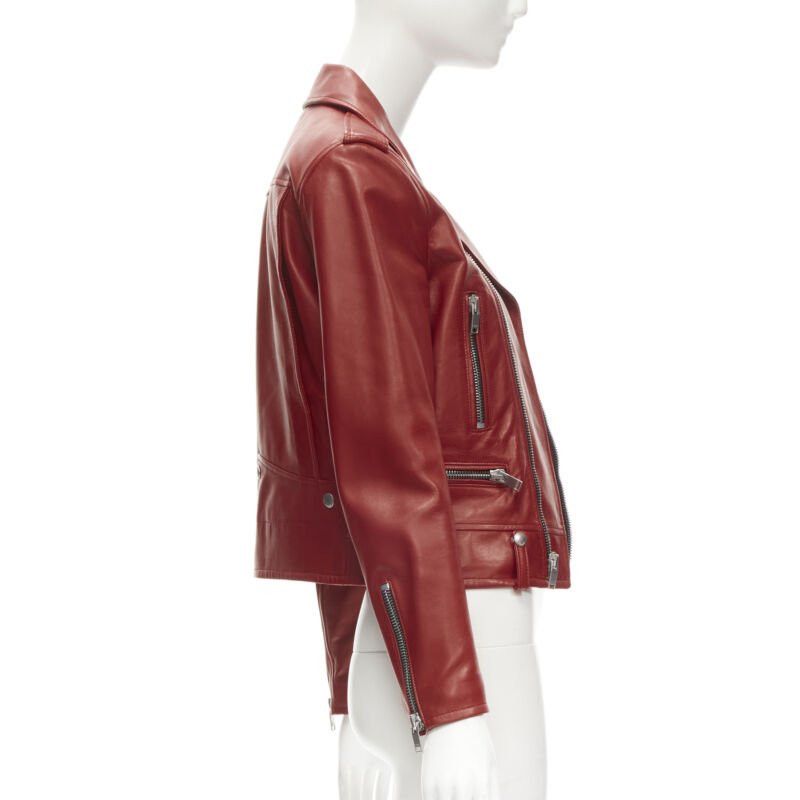 Saint Laurent Paris SAINT LAURENT 2013 Hedi Slimane red lambskin leather moto biker jacket FR38 S Size M / US 6-8 / IT 42-44 - 5 Thumbnail