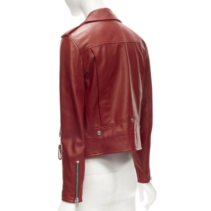Saint Laurent Paris SAINT LAURENT 2013 Hedi Slimane red lambskin leather moto biker jacket FR38 S Size M / US 6-8 / IT 42-44 - 7 Thumbnail