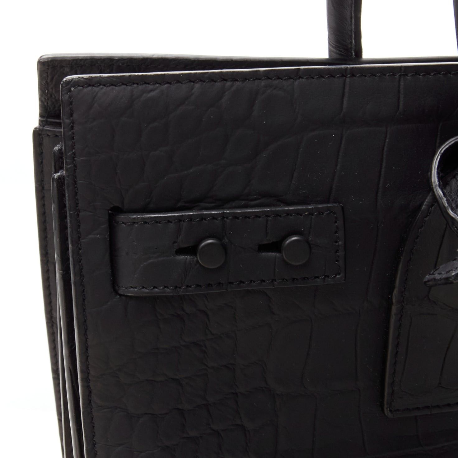 Saint Laurent Paris SAINT LAURENT Small Sac De Jour matte black stamped croc tote bag Size ONE SIZE - 9 Thumbnail