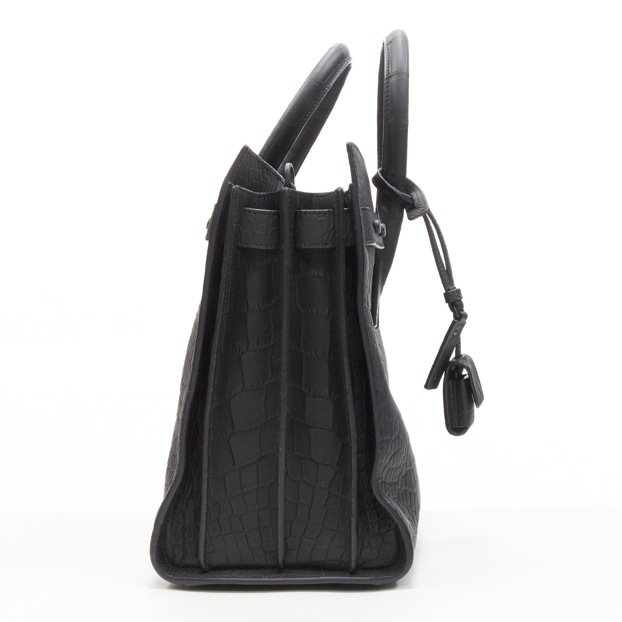 Saint Laurent Paris SAINT LAURENT Small Sac De Jour matte black stamped croc tote bag Size ONE SIZE - 4 Thumbnail