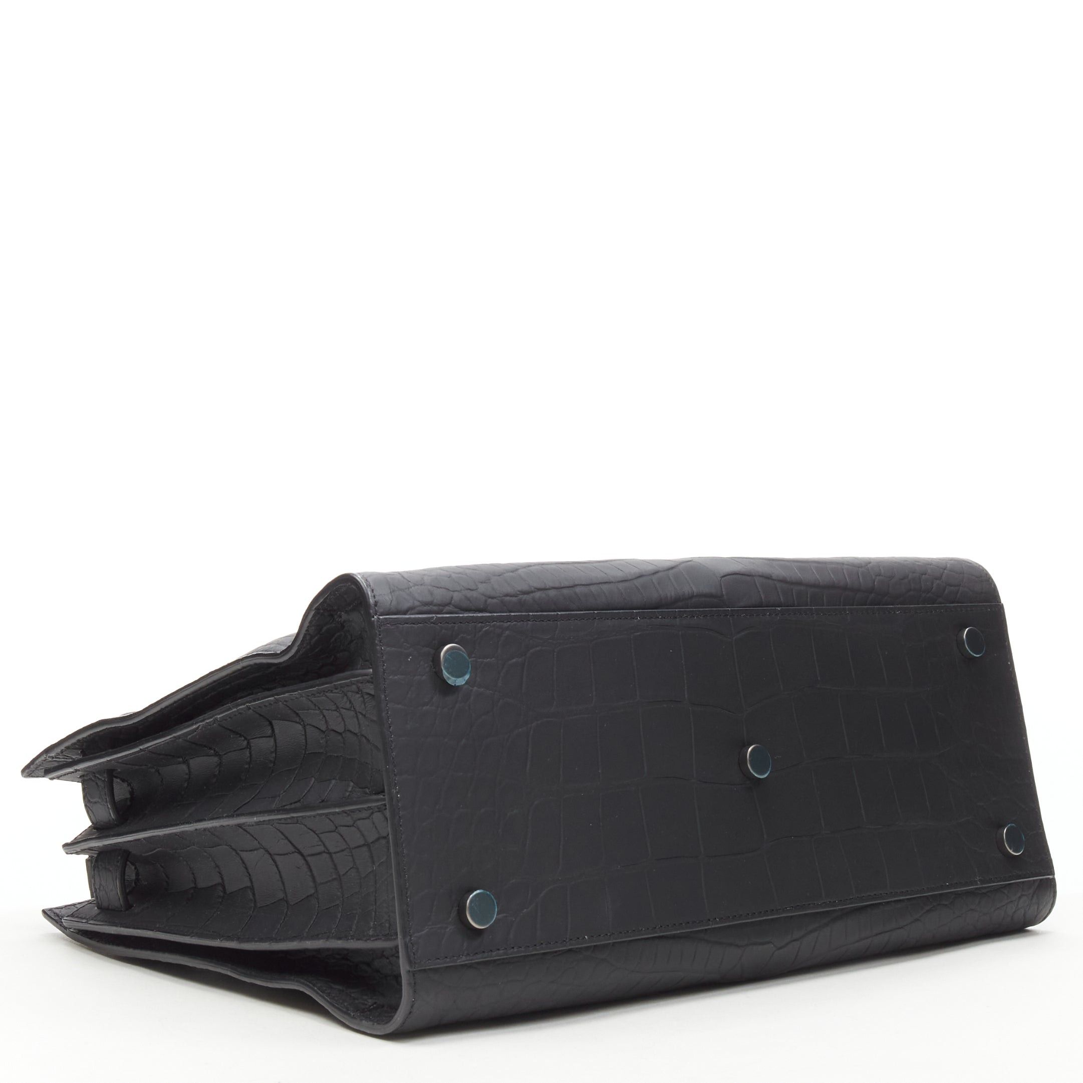 Saint Laurent Paris SAINT LAURENT Small Sac De Jour matte black stamped croc tote bag Size ONE SIZE - 6 Thumbnail