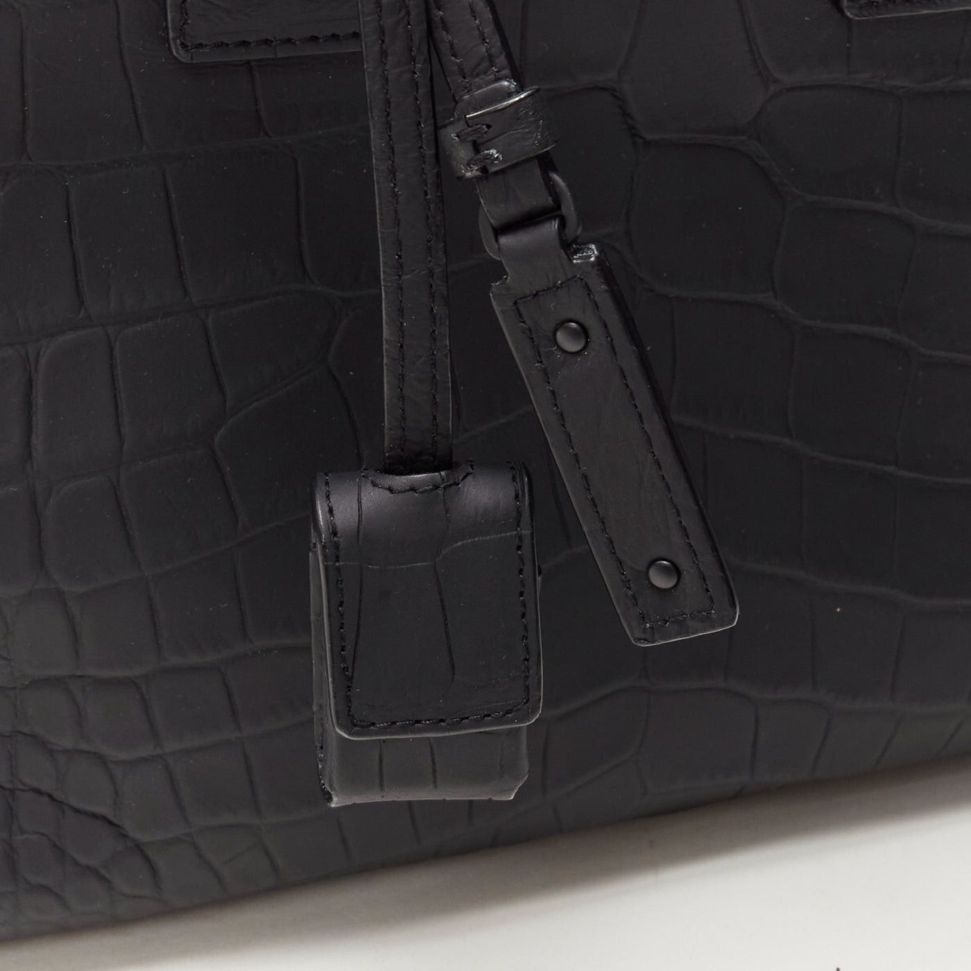 Saint Laurent Paris SAINT LAURENT Small Sac De Jour matte black stamped croc tote bag Size ONE SIZE - 7 Thumbnail
