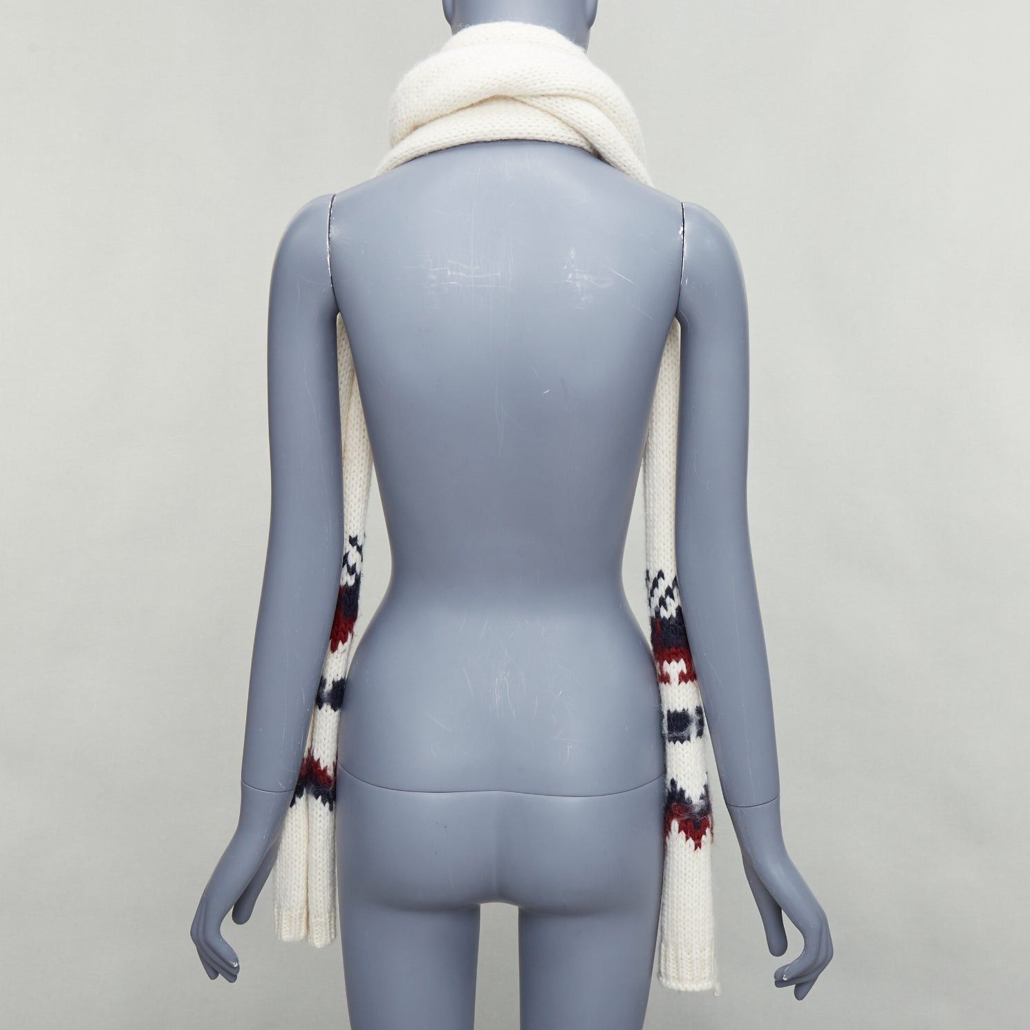 Saint Laurent Paris SAINT LAURENT 2013 Hedi Slimane cream virgin wool aztec long wrap scarf Size ONE SIZE - 5 Thumbnail