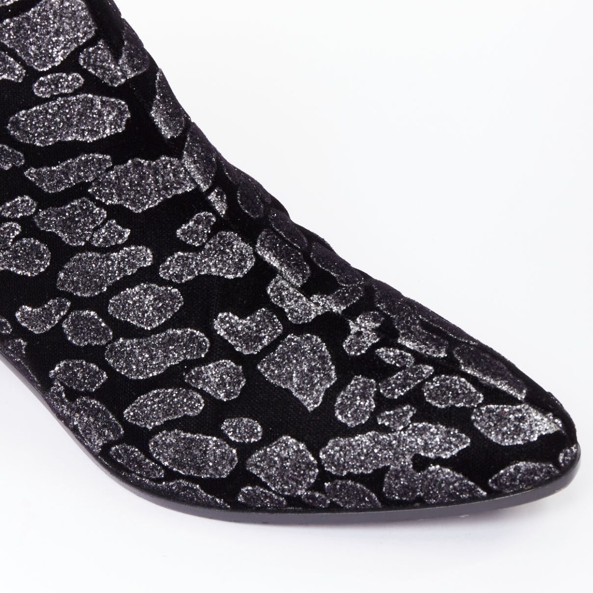 Saint Laurent Paris SAINT LAURENT Rock Leopard black grey glitter leopard print velvet chelsea boots EU36 Size US 6 / IT 36 - 7 Thumbnail