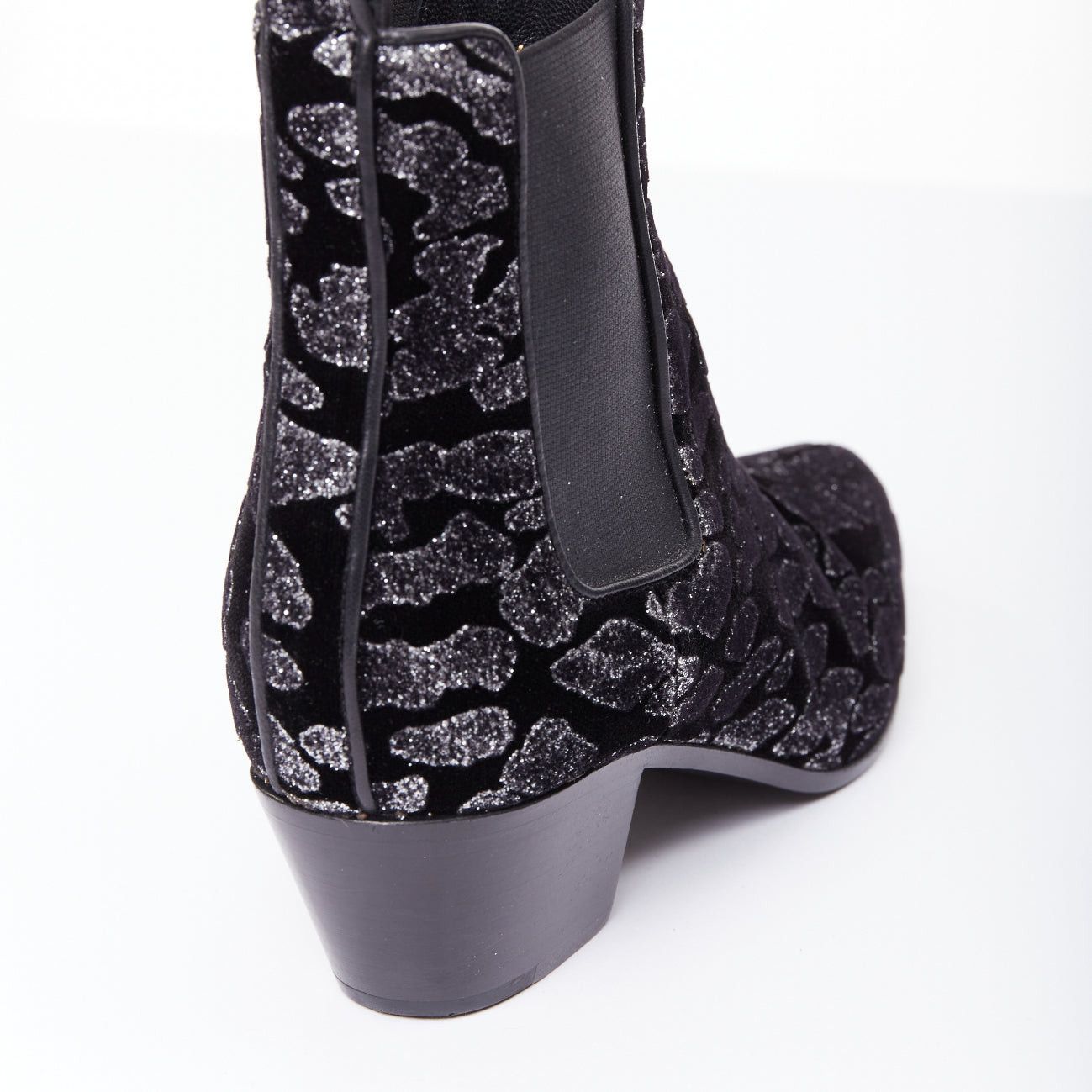 Saint Laurent Paris SAINT LAURENT Rock Leopard black grey glitter leopard print velvet chelsea boots EU36 Size US 6 / IT 36 - 8 Thumbnail