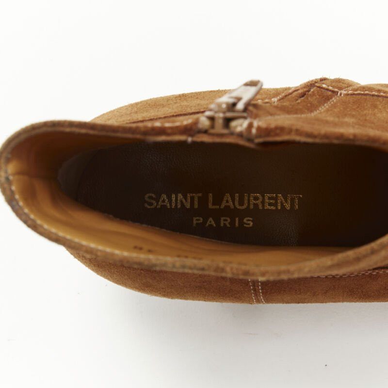 Saint Laurent Paris SAINT LAURENT Wyatt tan brown suede almond toe cuban bootie EU38 Size US 8 / IT 38 - 10 Thumbnail