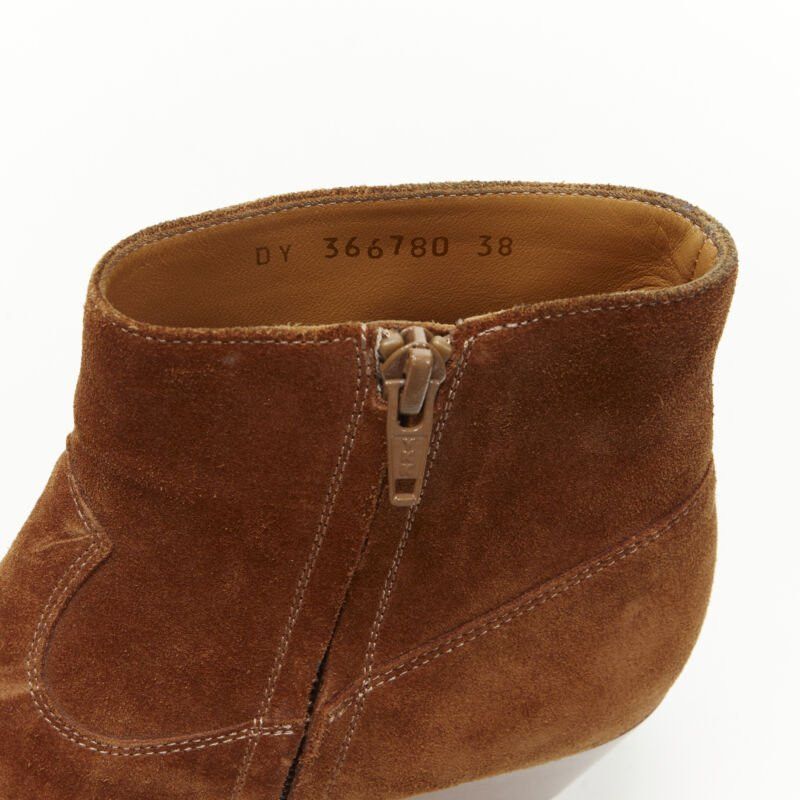 Saint Laurent Paris SAINT LAURENT Wyatt tan brown suede almond toe cuban bootie EU38 Size US 8 / IT 38 - 11 Thumbnail