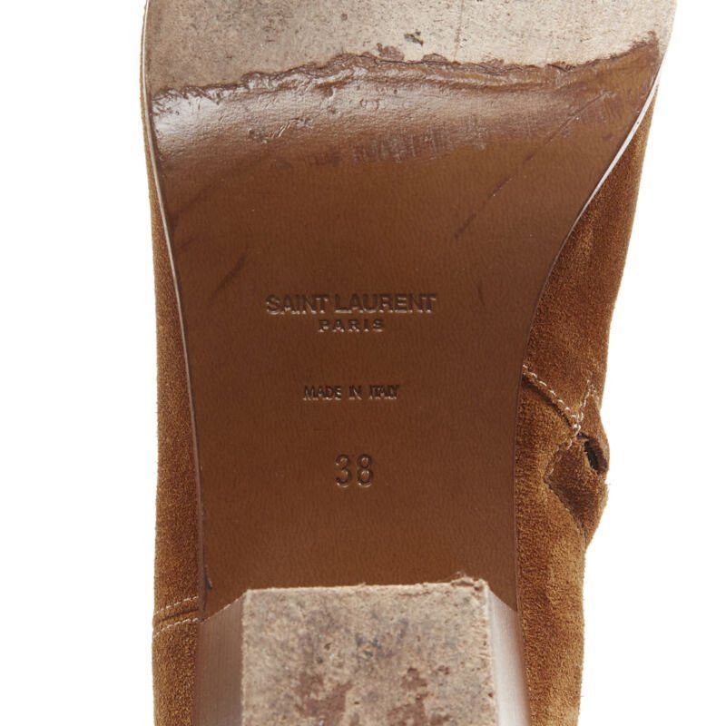 Saint Laurent Paris SAINT LAURENT Wyatt tan brown suede almond toe cuban bootie EU38 Size US 8 / IT 38 - 12 Thumbnail