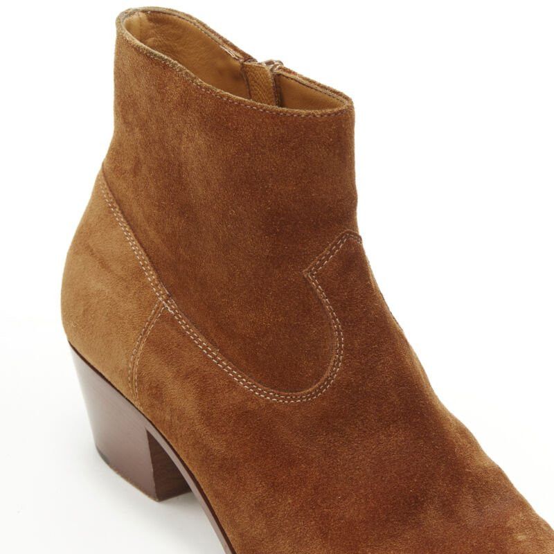 Saint Laurent Paris SAINT LAURENT Wyatt tan brown suede almond toe cuban bootie EU38 Size US 8 / IT 38 - 8 Thumbnail