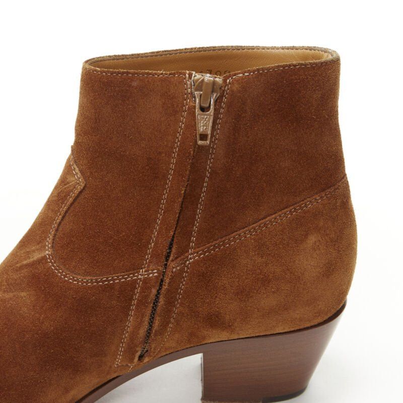 Saint Laurent Paris SAINT LAURENT Wyatt tan brown suede almond toe cuban bootie EU38 Size US 8 / IT 38 - 9 Thumbnail