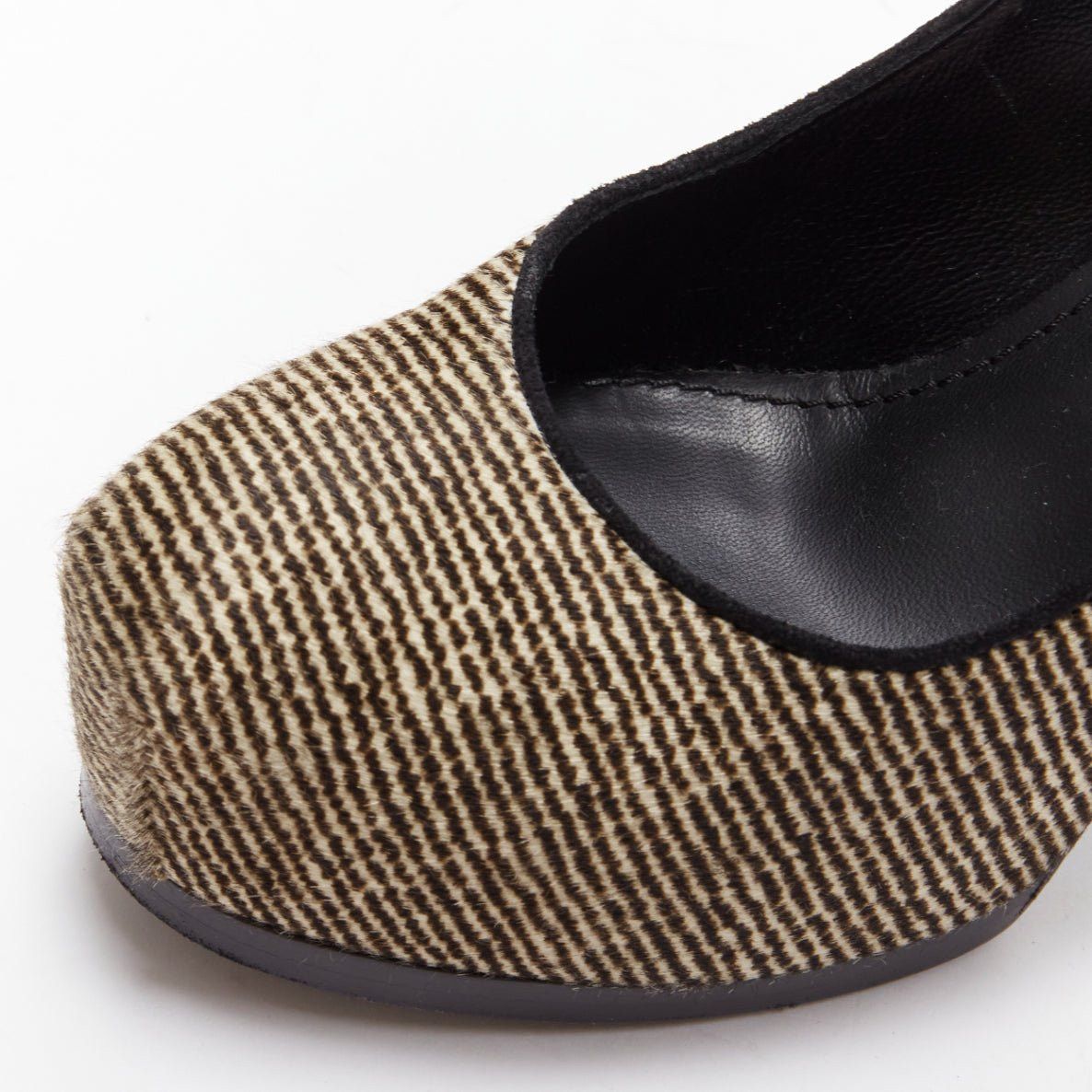 Saint Laurent Paris YVES SAINT LAURENT Tribtoo brown wool tweed platform heel pump EU37.5 Size US 7.5 / IT 37.5 - 7 Thumbnail