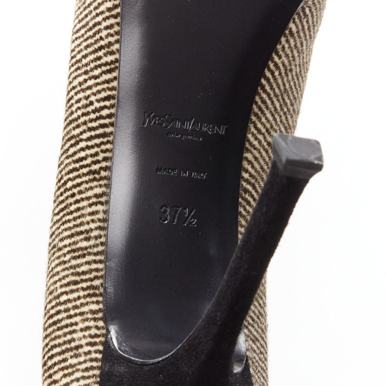 Saint Laurent Paris YVES SAINT LAURENT Tribtoo brown wool tweed platform heel pump EU37.5 Size US 7.5 / IT 37.5 - 9 Thumbnail