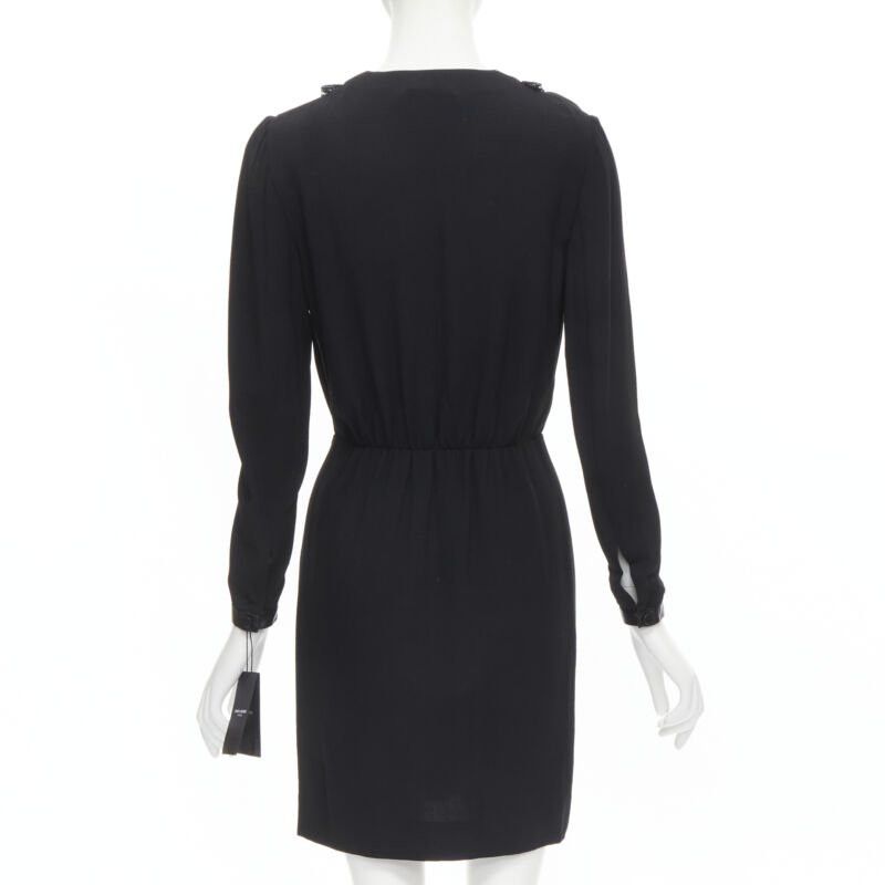 Saint Laurent Paris new SAINT LAURENT Hedi Slimane 2013 black leather lace ruffle dress FR36 XS Size XS / US 0-2 / IT 36-38 - 5 Thumbnail